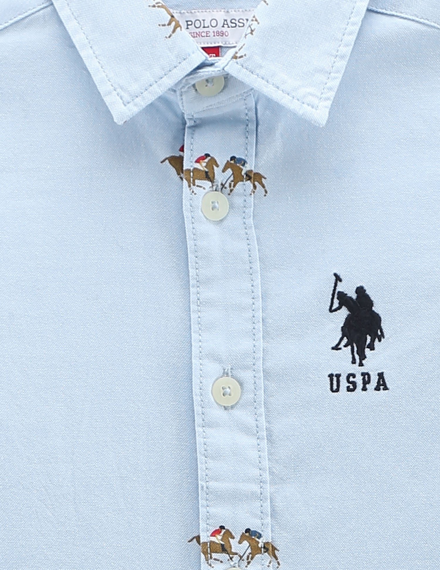 Boys Brand Print Cotton Shirt Light Blue - U.S. POLO ASSN. | Large