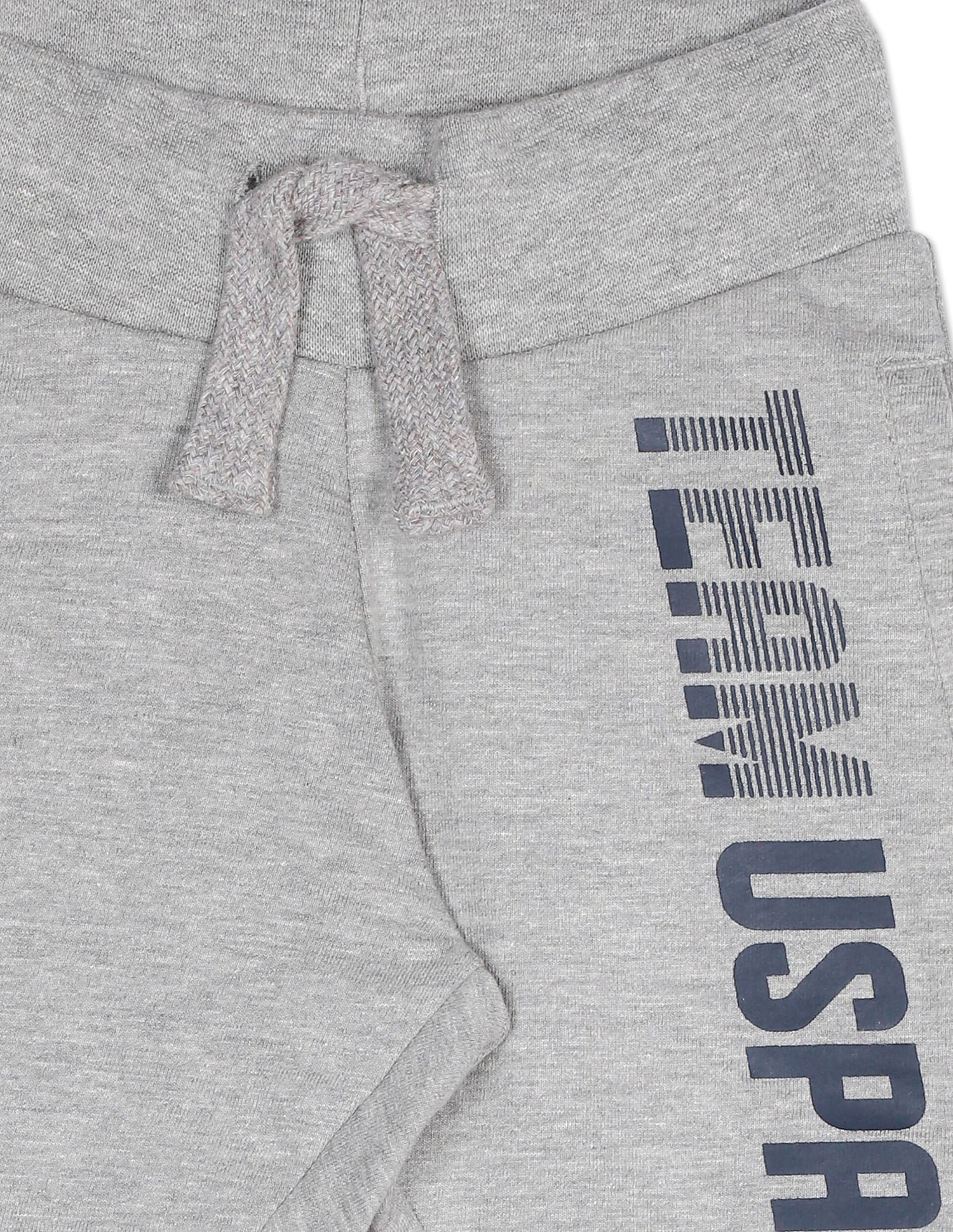 Boys Grey Elasticized Waist Brand Print Shorts Grey - U.S. POLO ASSN. | Large