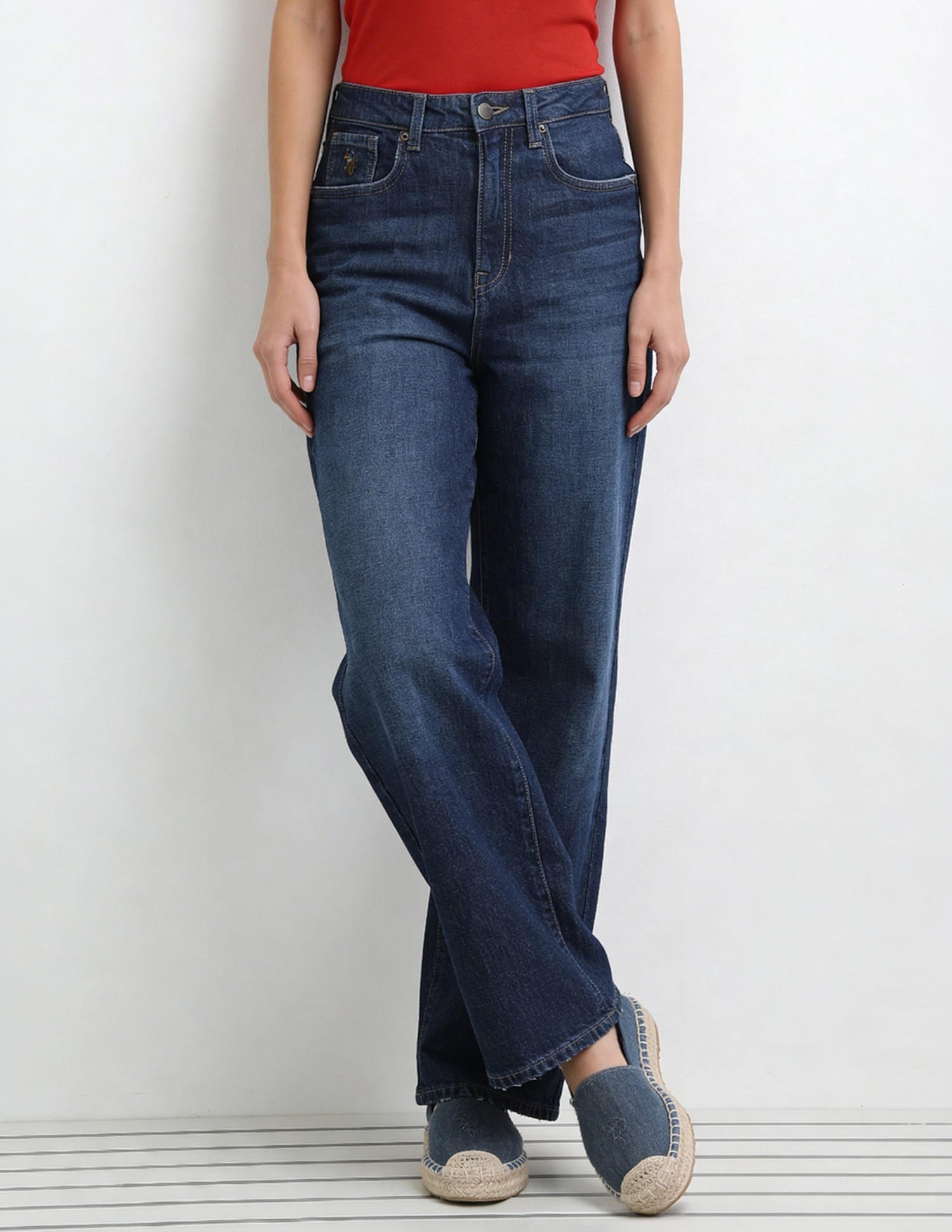 High Rise Straight Fit Jeans Blue - U.S. Polo Assn. India | Large