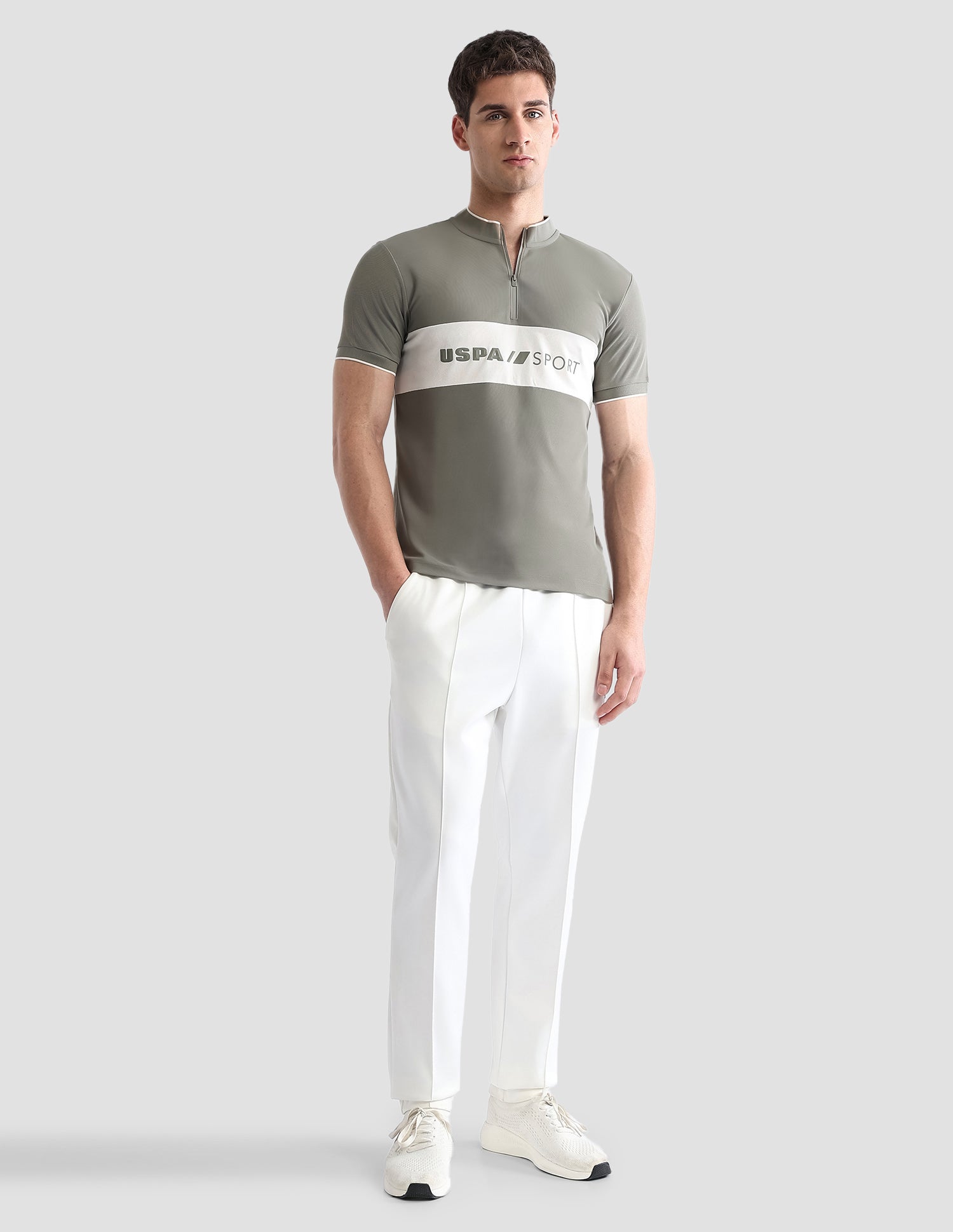 Brand Embossed Regular Fit Active Polo Shirt Light Olive - U.S. POLO ASSN. | Large