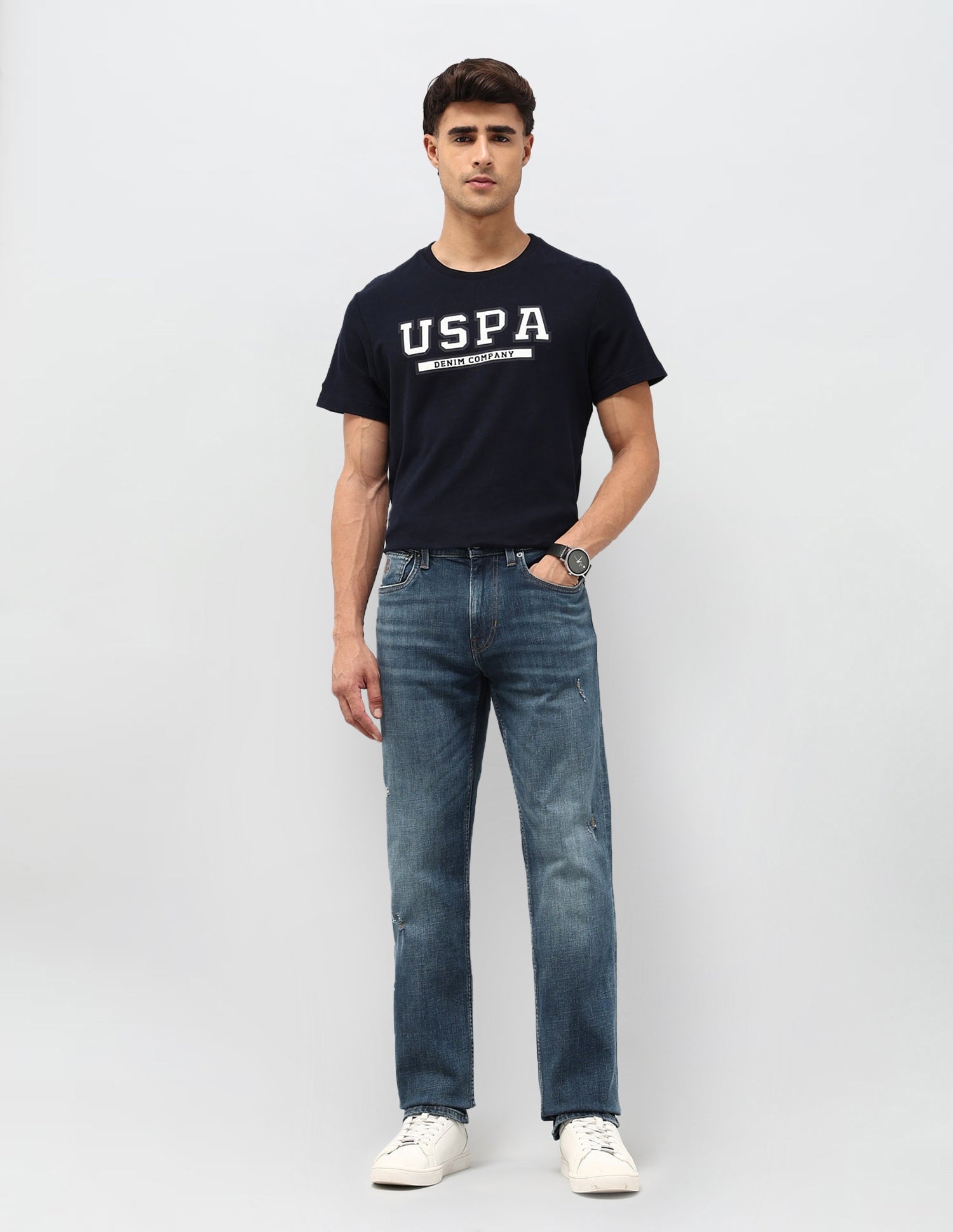 Harold Slim Straight Fit Blue Jeans Blue - U.S. POLO ASSN. | Large