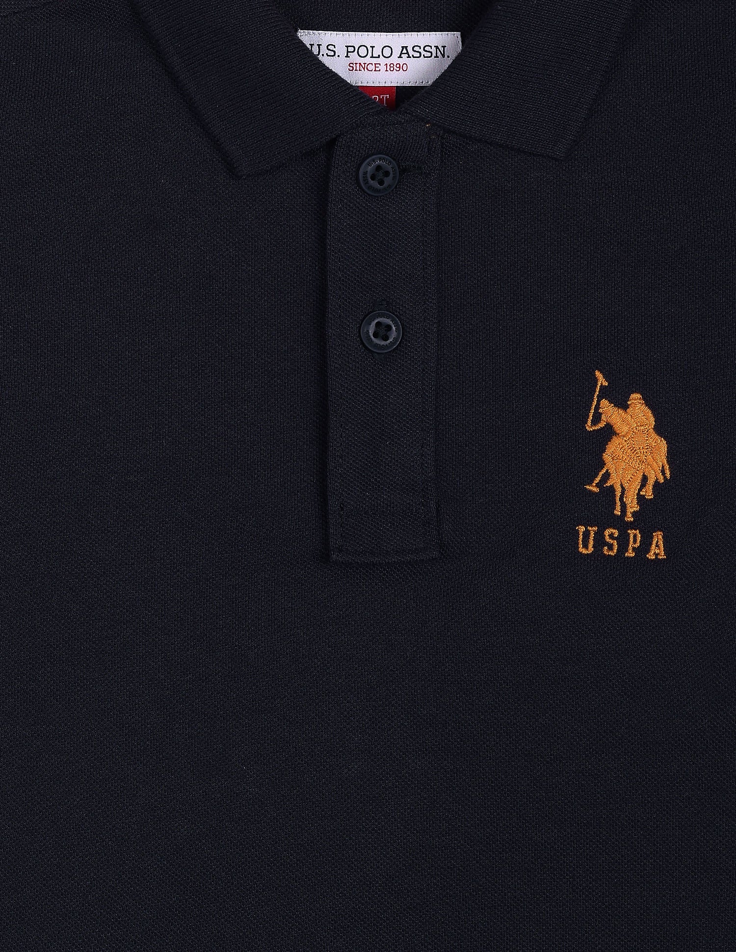 Pure Cotton Solid Polo Shirt Navy - U.S. POLO ASSN. | Large