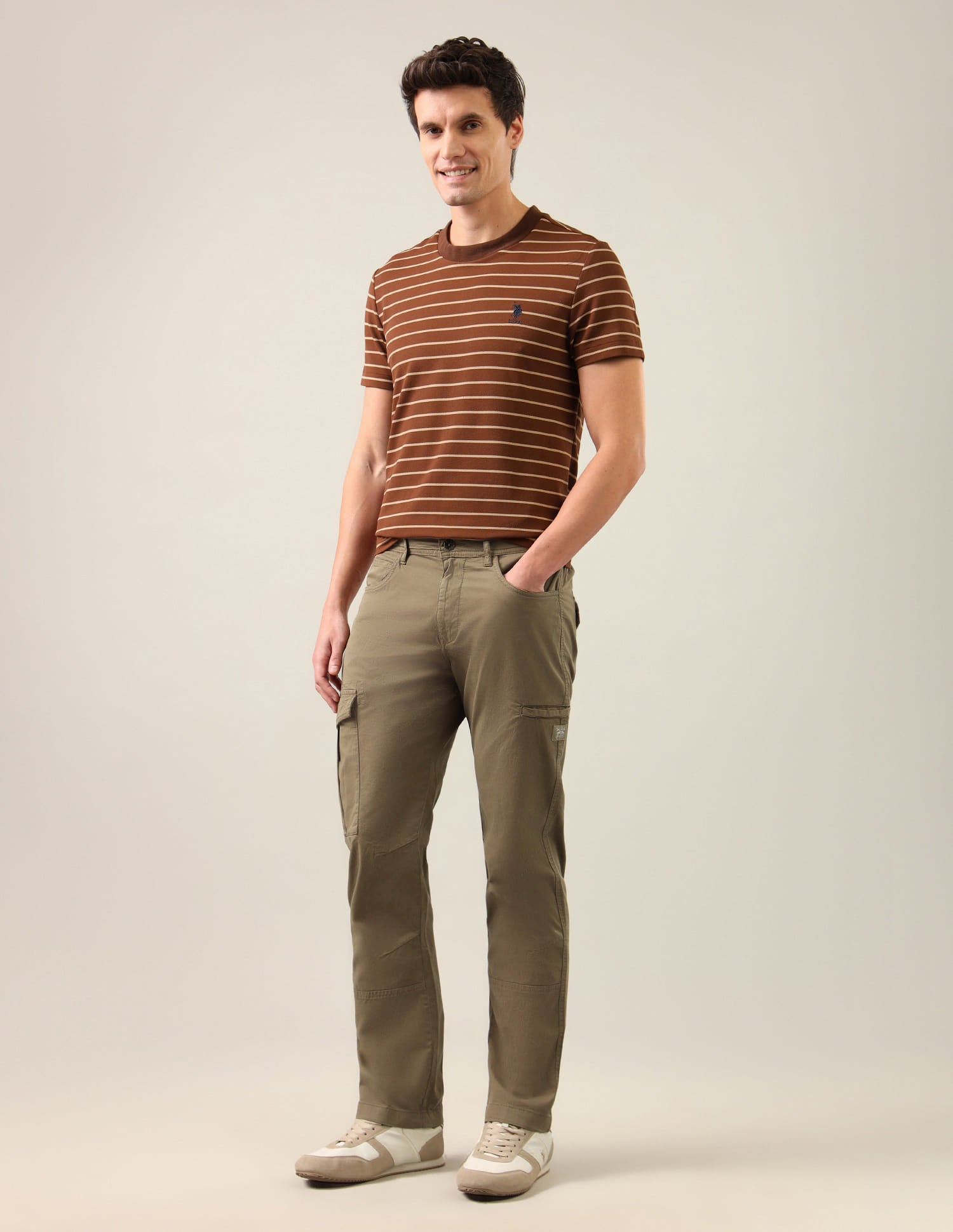 Harold Slim Straight Fit Twill Cargos Brown - U.S. Polo Assn. India | Large