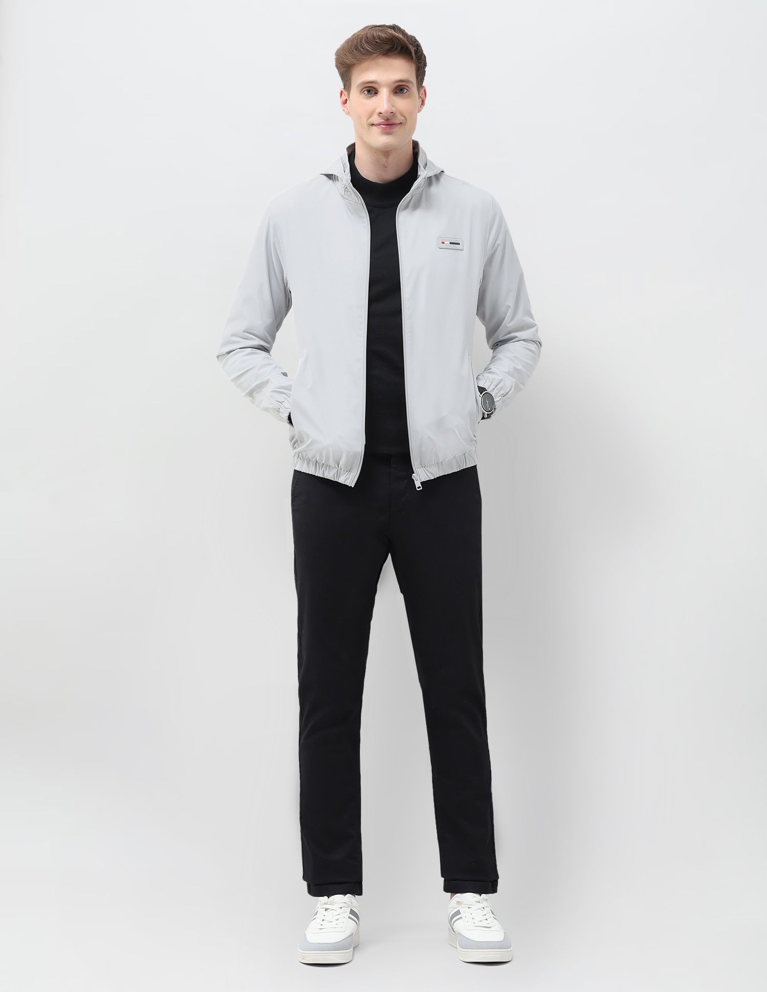 Regular Fit Solid Packable Hood Jacket Grey - U.S. Polo Assn. India | Large