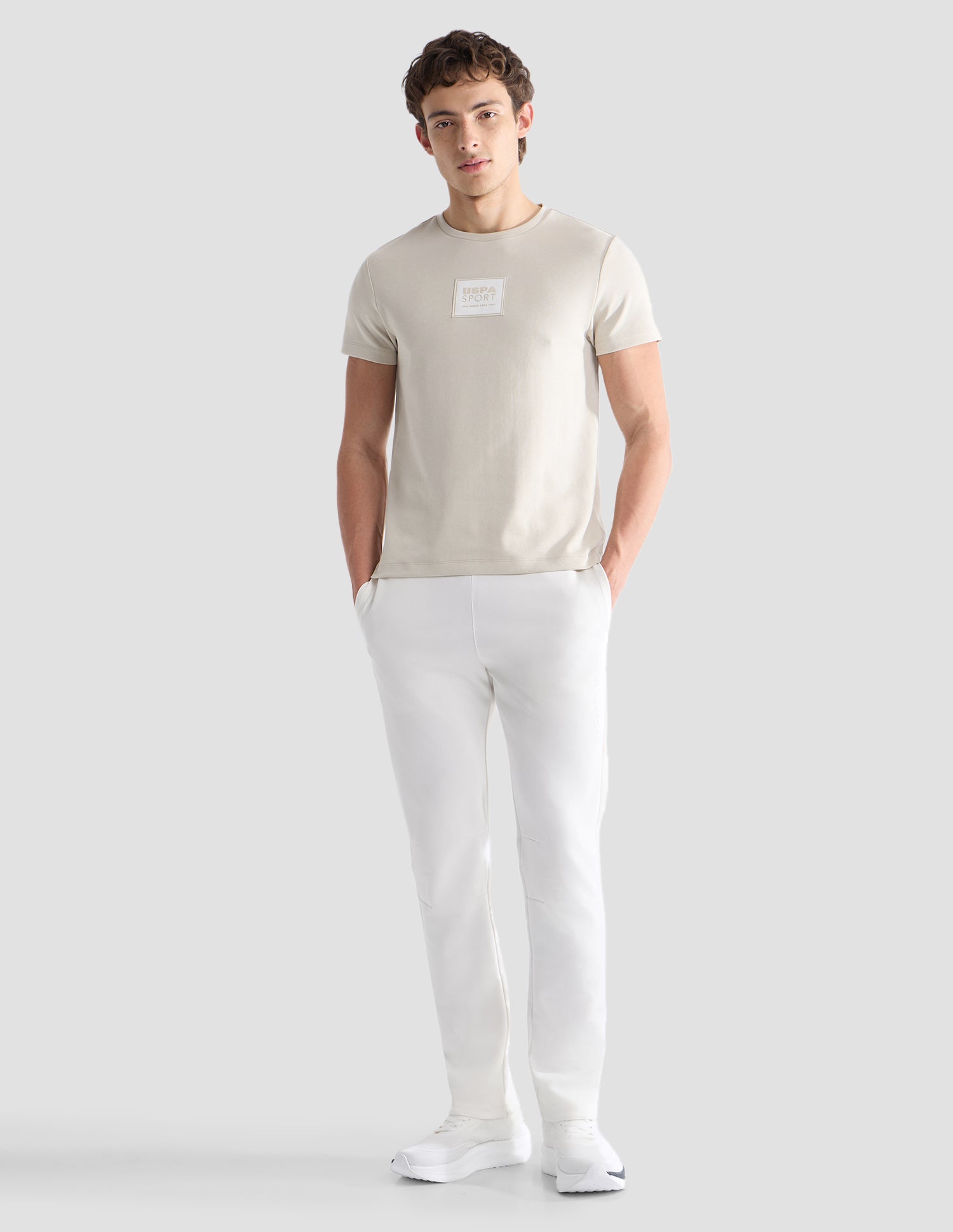 Solid Slim Fit Active T-Shirt Beige - U.S. Polo Assn. India | Large