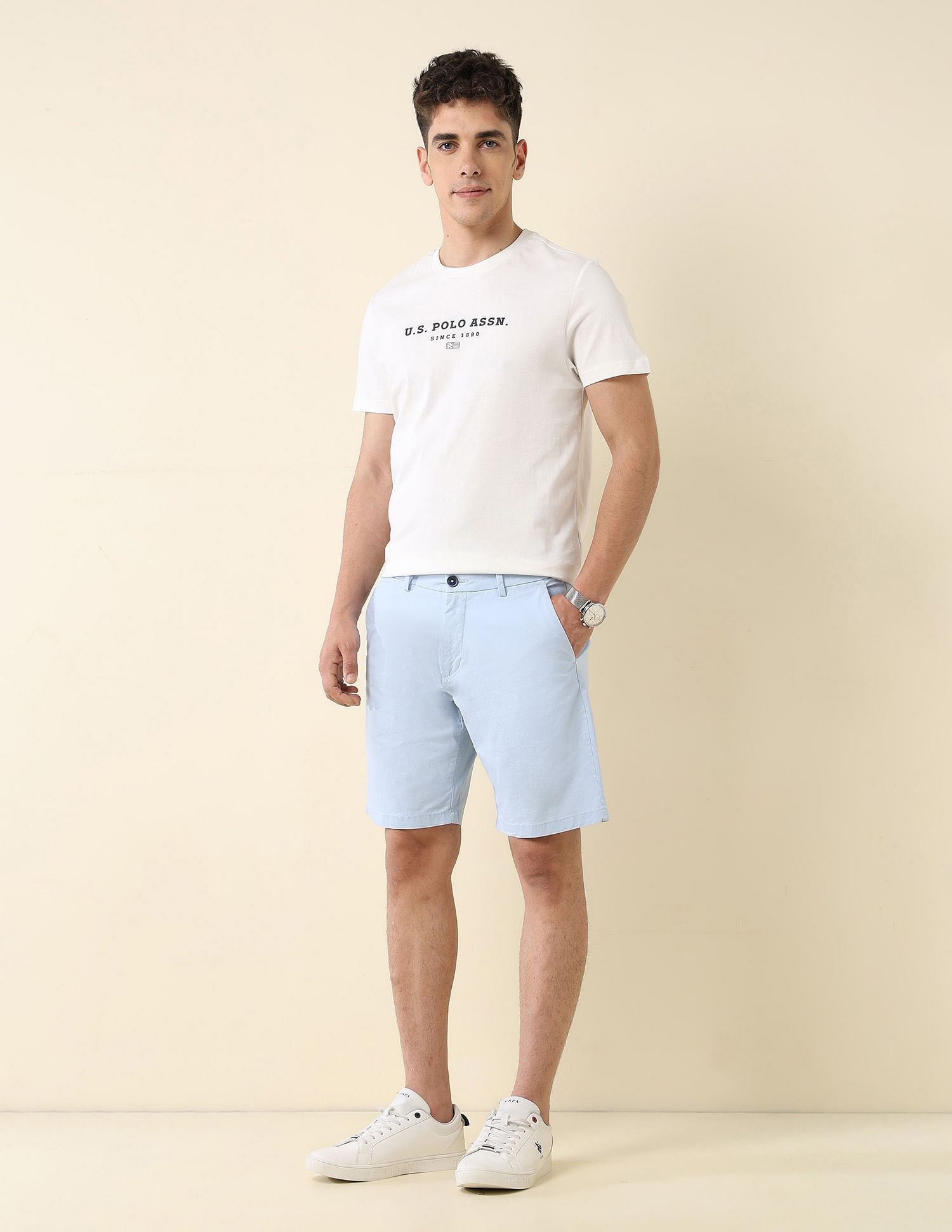 Brand Printed Slim Fit T-Shirt Off White - U.S. Polo Assn. India | Large