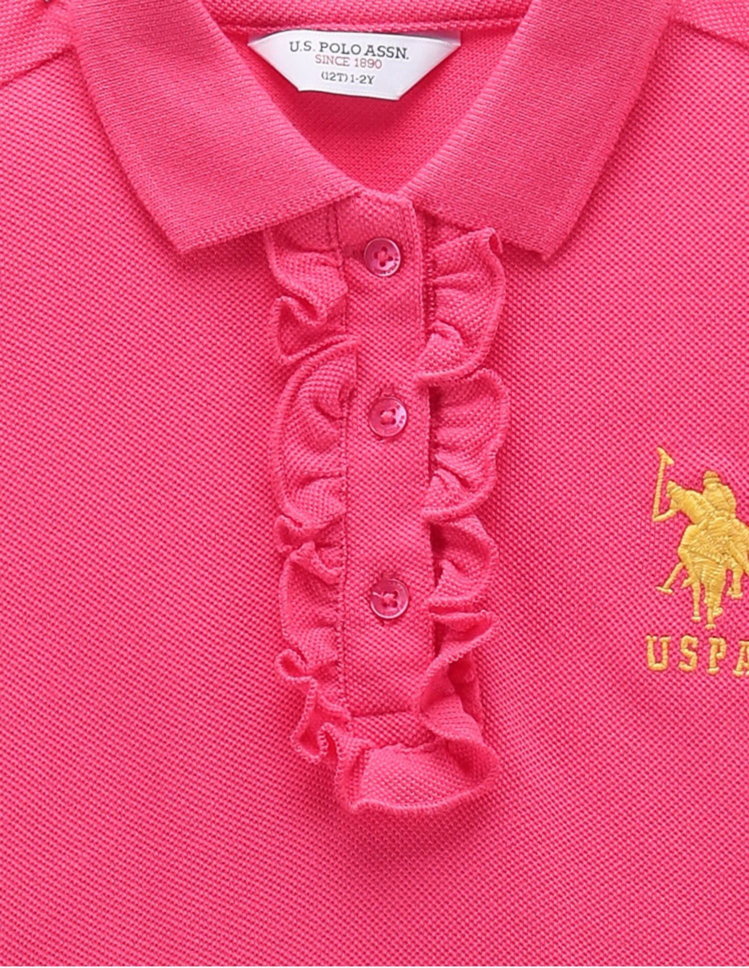 Girls Ruffled Placket Polo Shirt Fuchsia - U.S. POLO ASSN. | Large