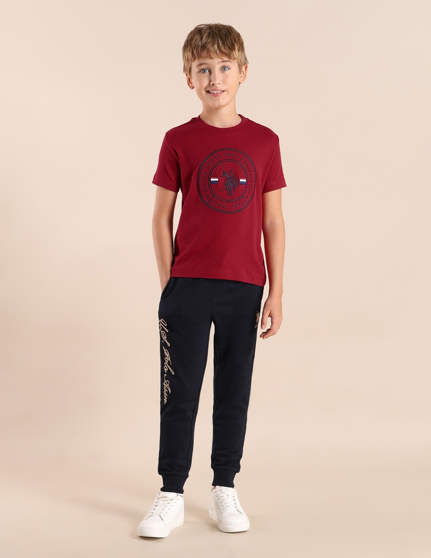Boys Brand Printed Regular Fit T-Shirt Medium Red - U.S. POLO ASSN. | Large