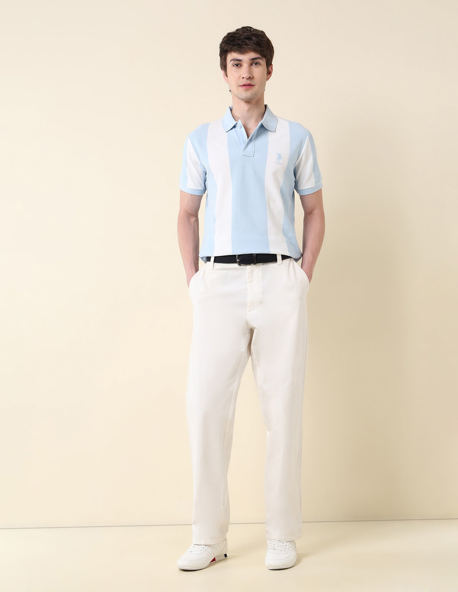 Vertical Striped Summer Splash Polo Shirt Blue - U.S. Polo Assn. India | Large