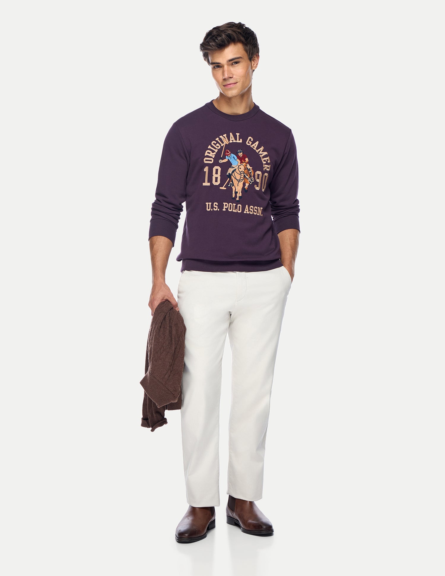 Graphic Brand Printed Regular Fit Sweatshirt Purple - U.S. Polo Assn. India | Large