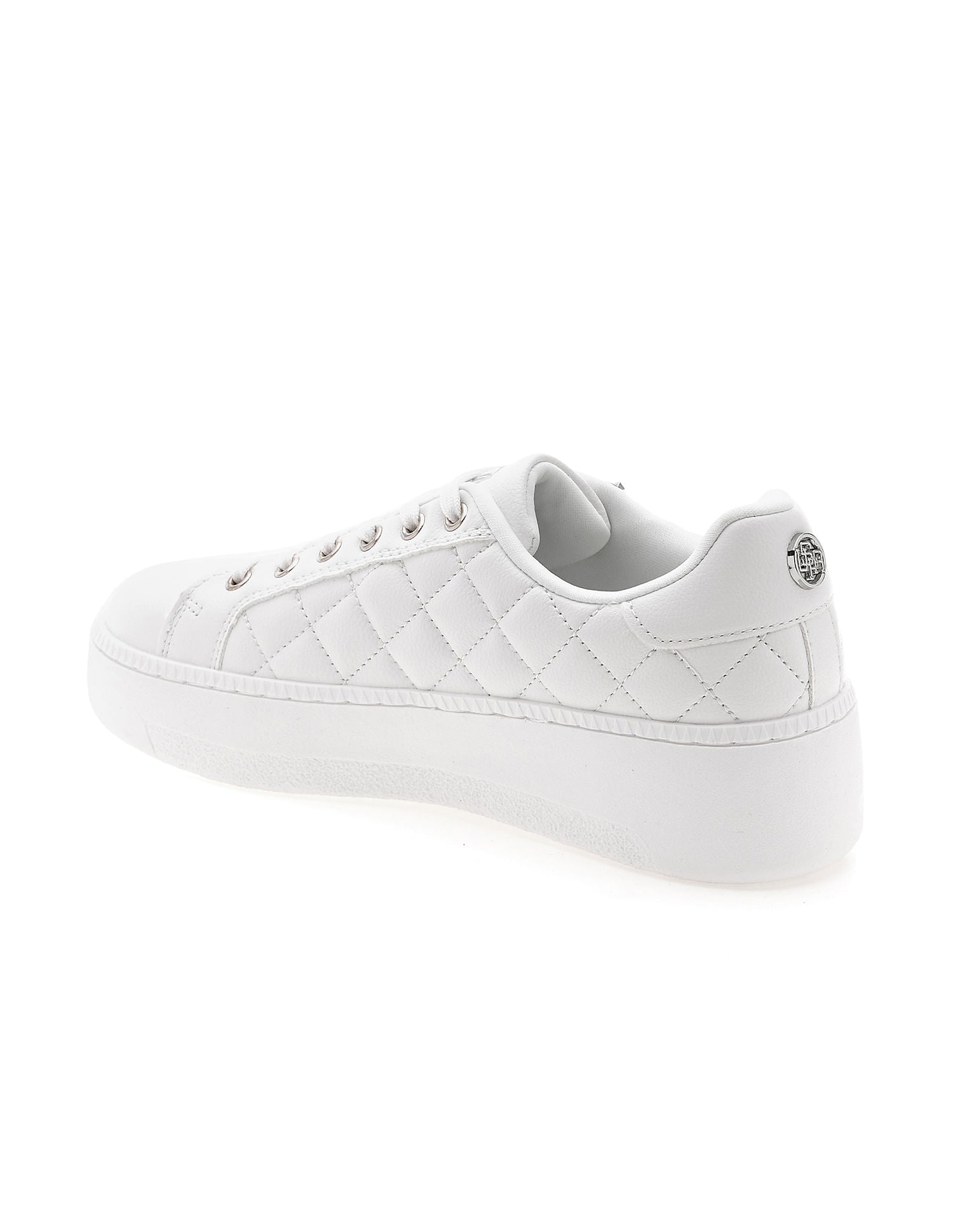 Textured Gabriella Metallic Logo Sneakers White - U.S. POLO ASSN. | Large
