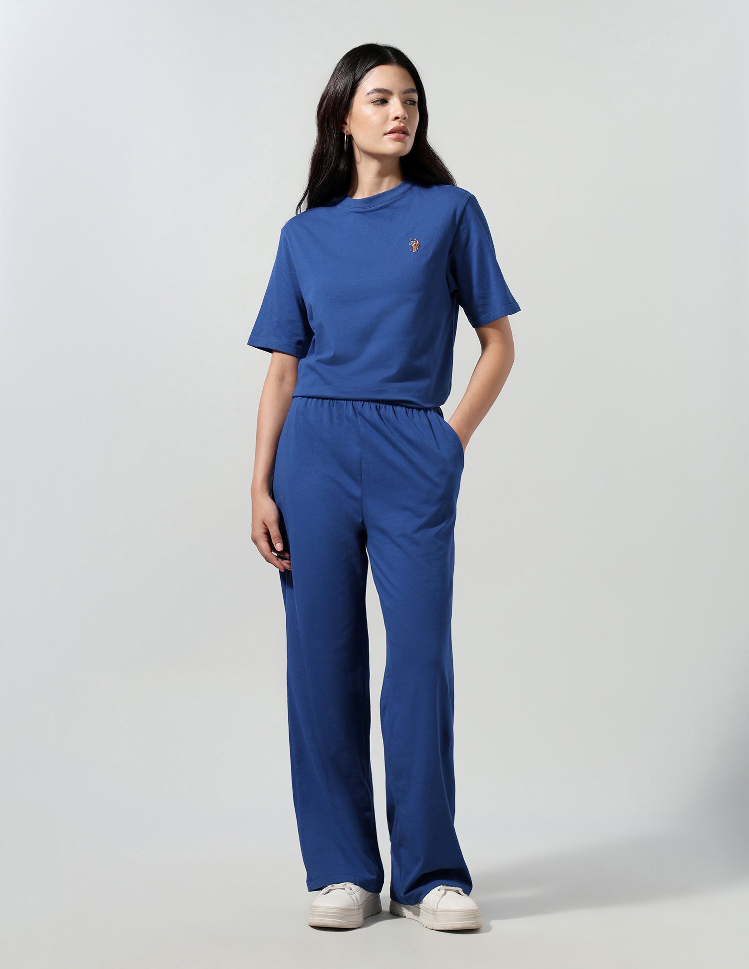 Boxy Fit T-Shirt With Wide Leg Track Pants Blue - U.S. Polo Assn. India | Large