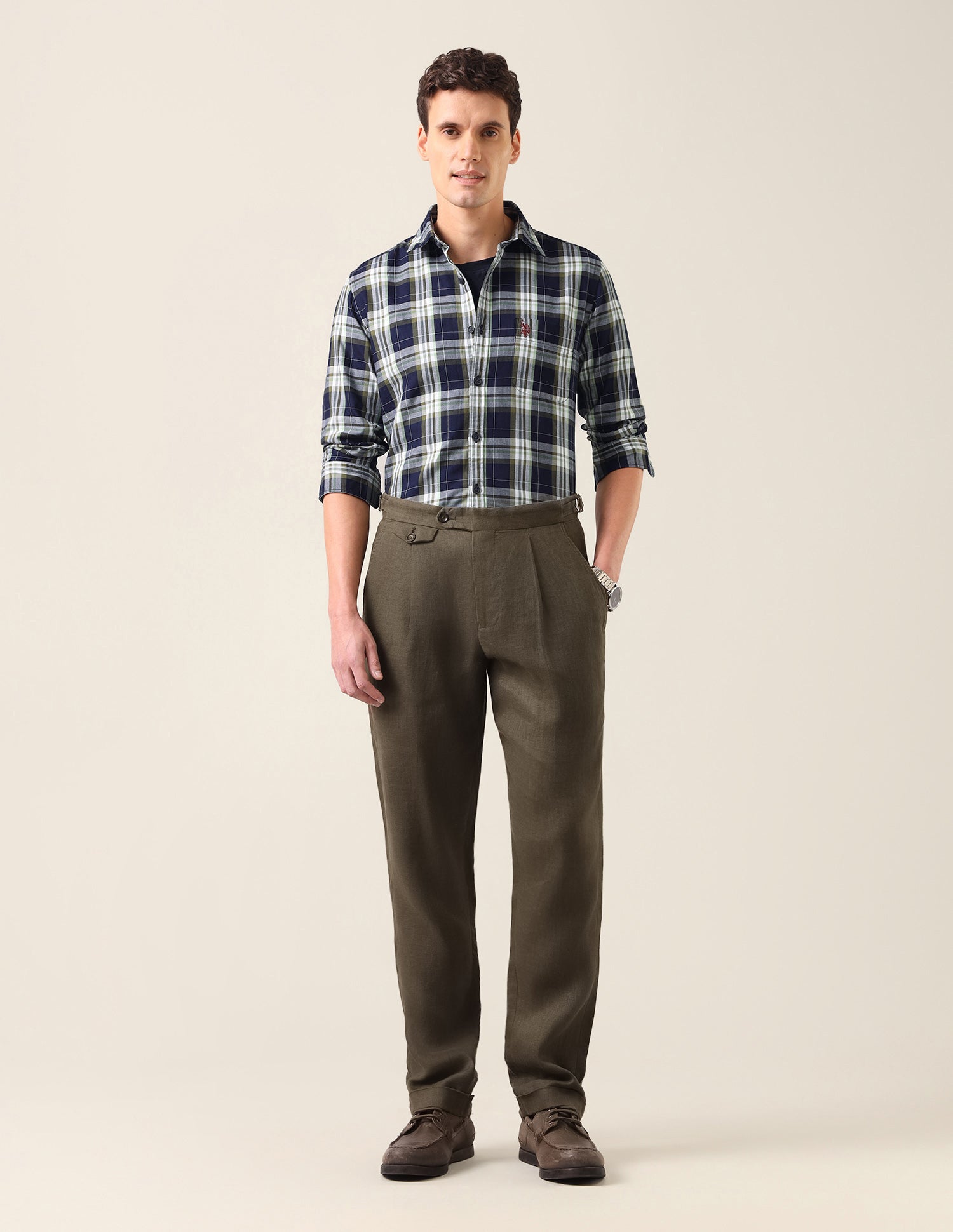 Plaid Checked Twill Shirt Green - U.S. Polo Assn. India | Large