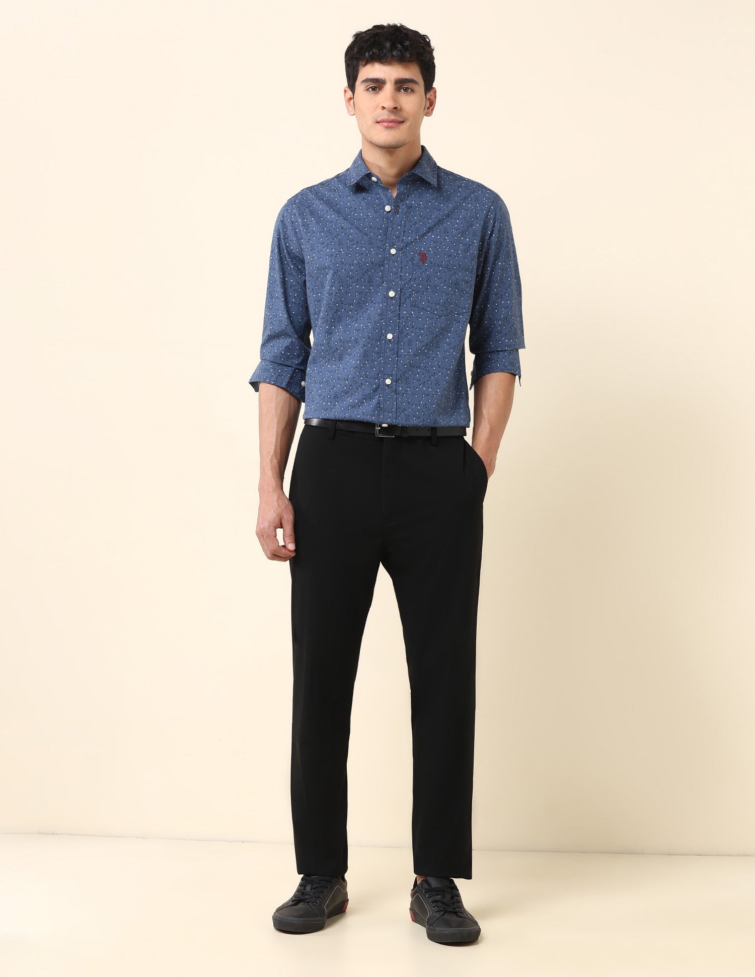 Pure Cotton Floral Printed Shirt Dark Blue - U.S. Polo Assn. India | Large