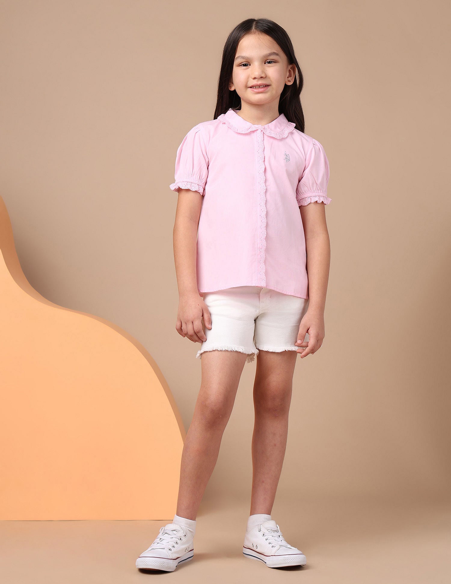 Girls Schiffli Top Light Pink - U.S. POLO ASSN. | Large