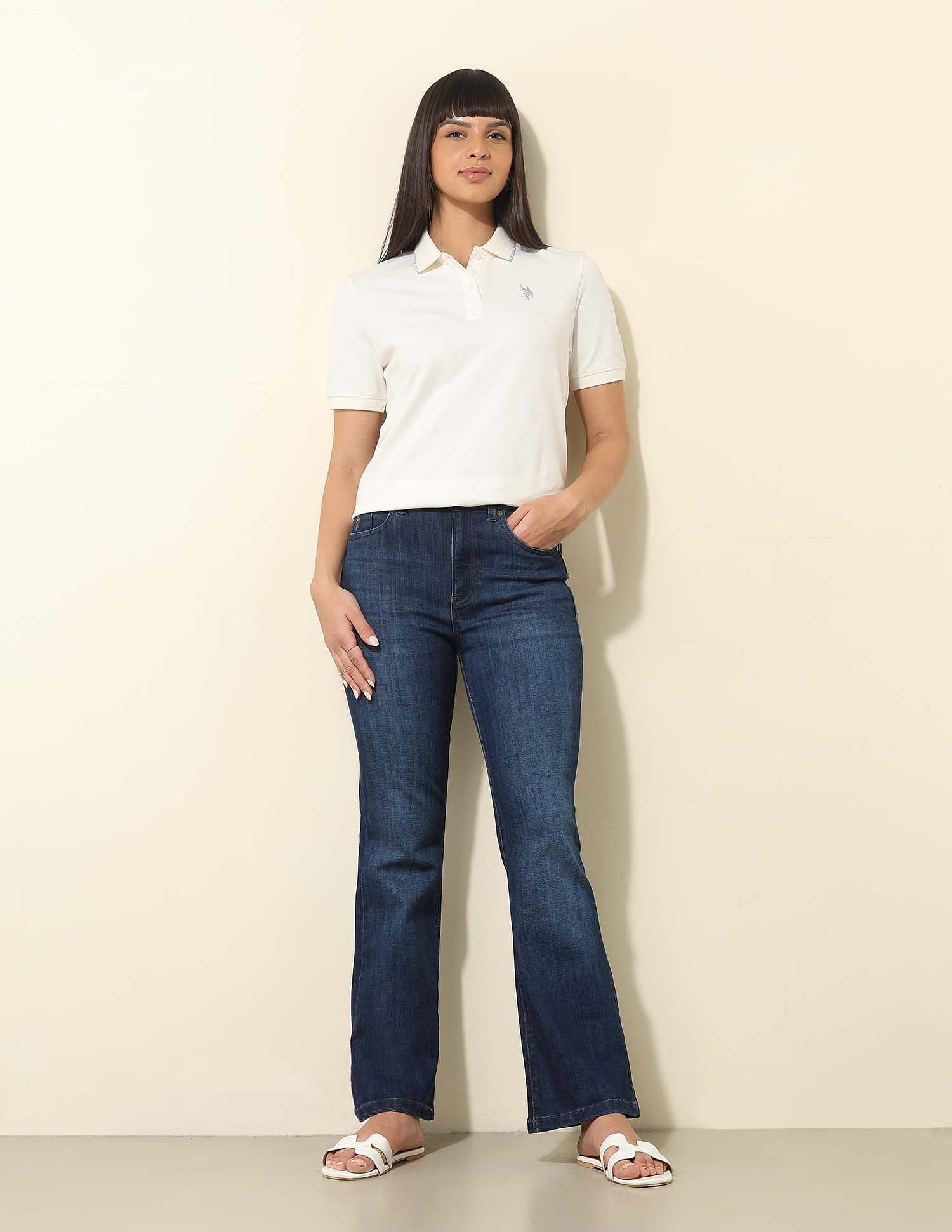 Boxy Fit Brand Printed Polo Shirt Off White - U.S. Polo Assn. India | Large