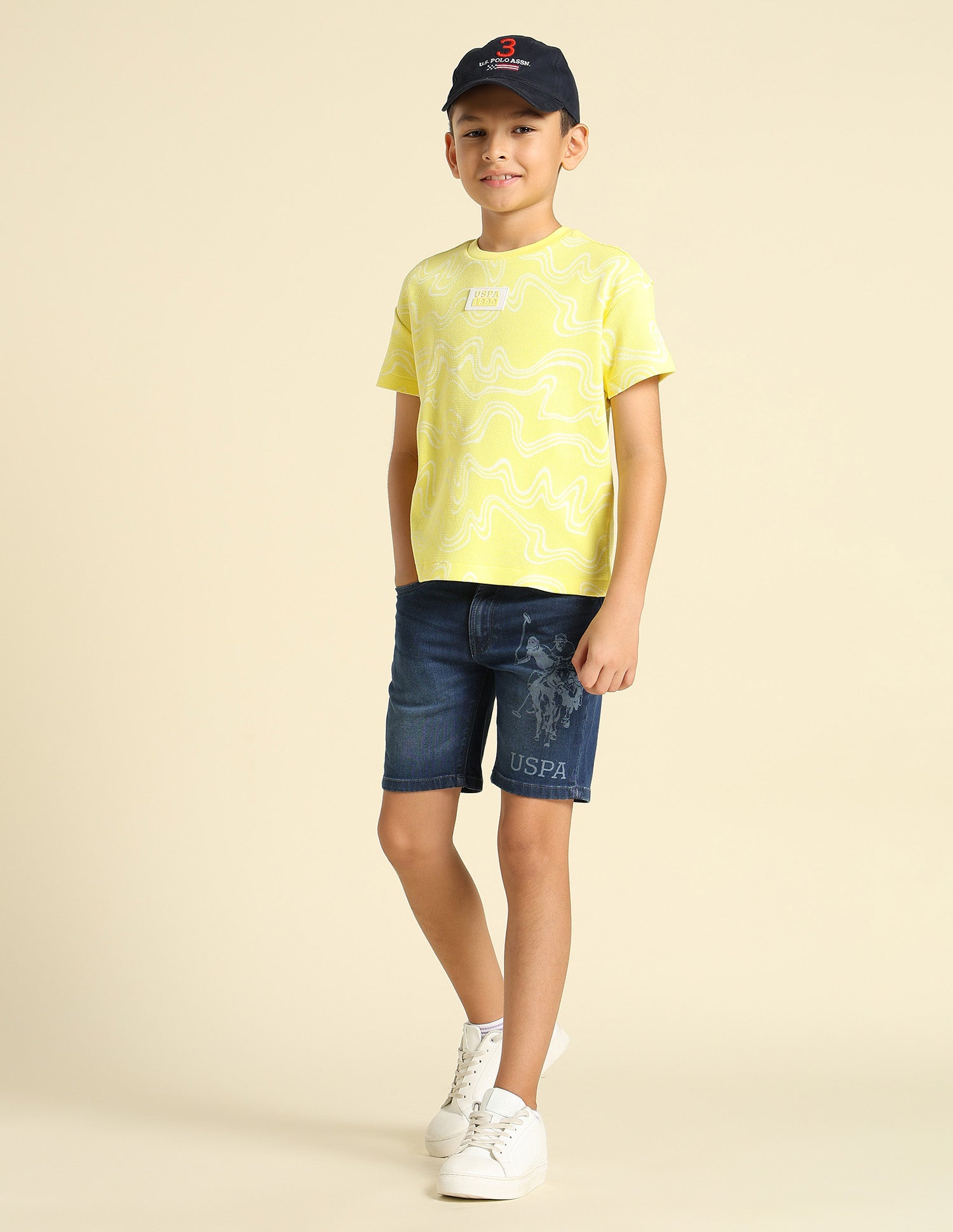 Boys Regular Fit Abstract Printed T-Shirt Light Yellow - U.S. POLO ASSN. | Large