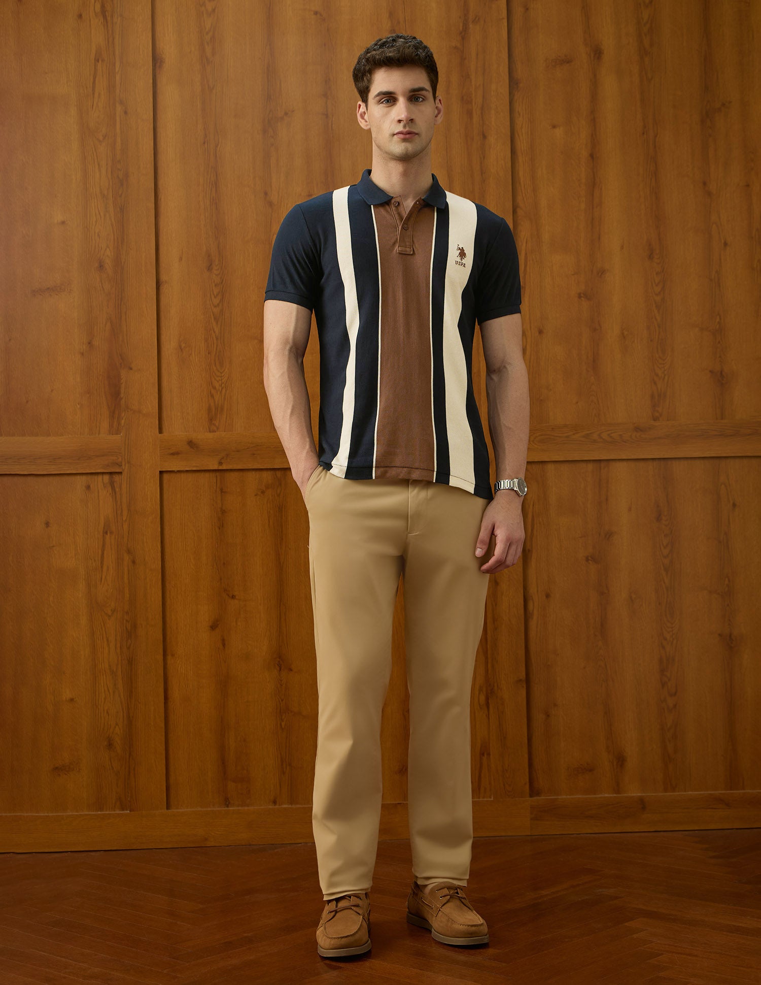 Colourblocked Equestrian Aisle Theater Polo Shirt Navy - U.S. POLO ASSN. | Large