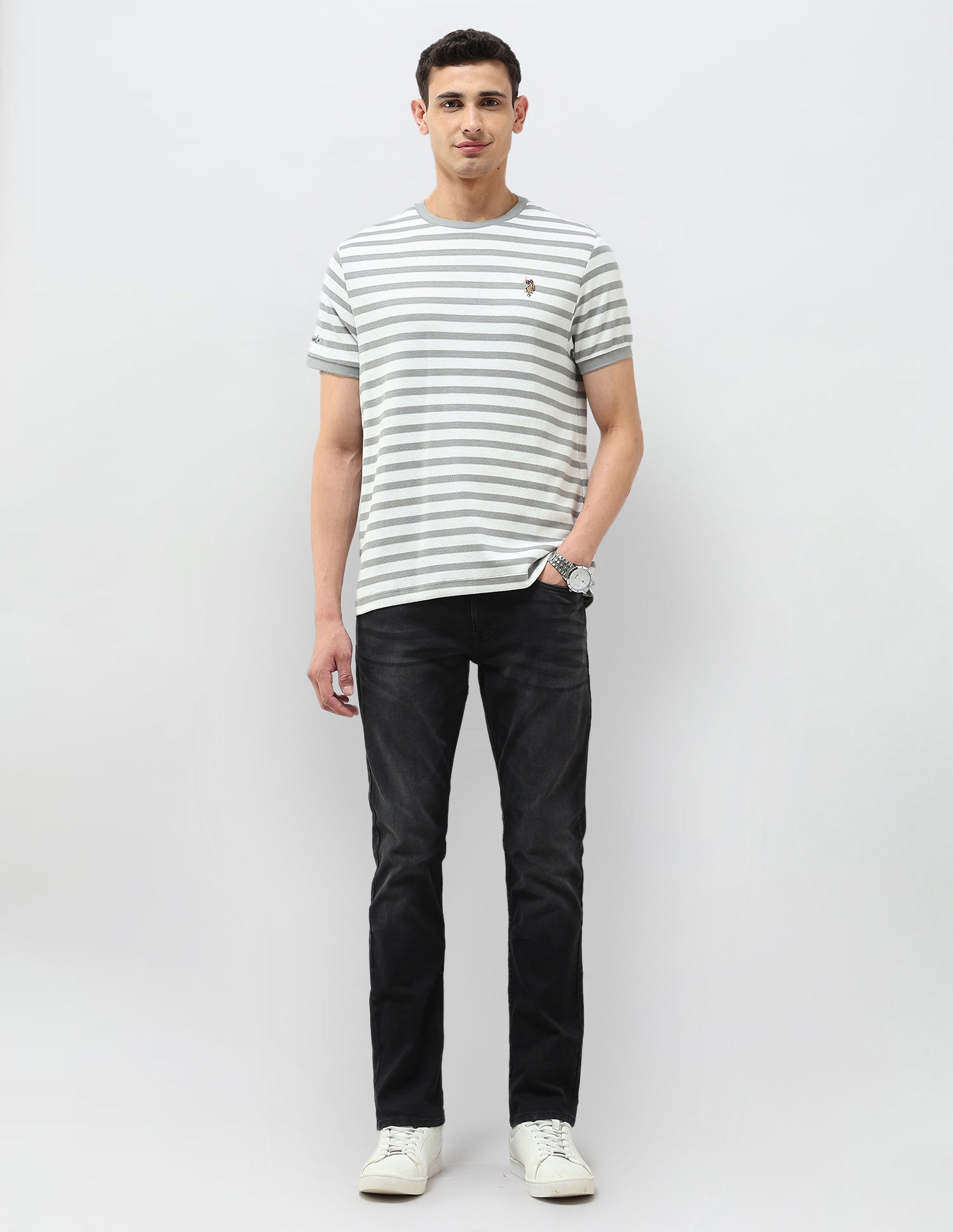 Horizontal Striped Regular Fit T-Shirt Grey - U.S. POLO ASSN. | Large