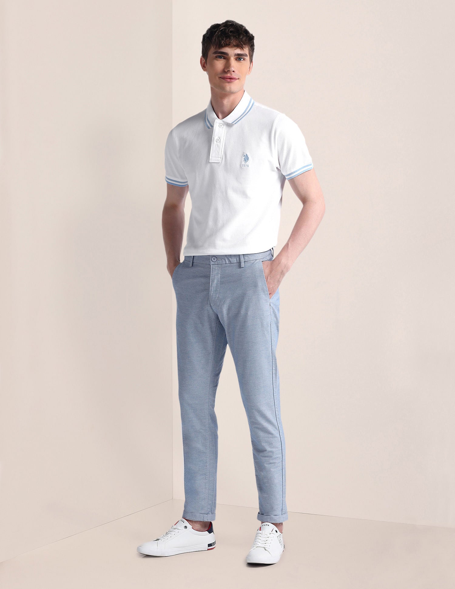 Slim Fit Short Sleeve Polo Shirt White - U.S. POLO ASSN. | Large