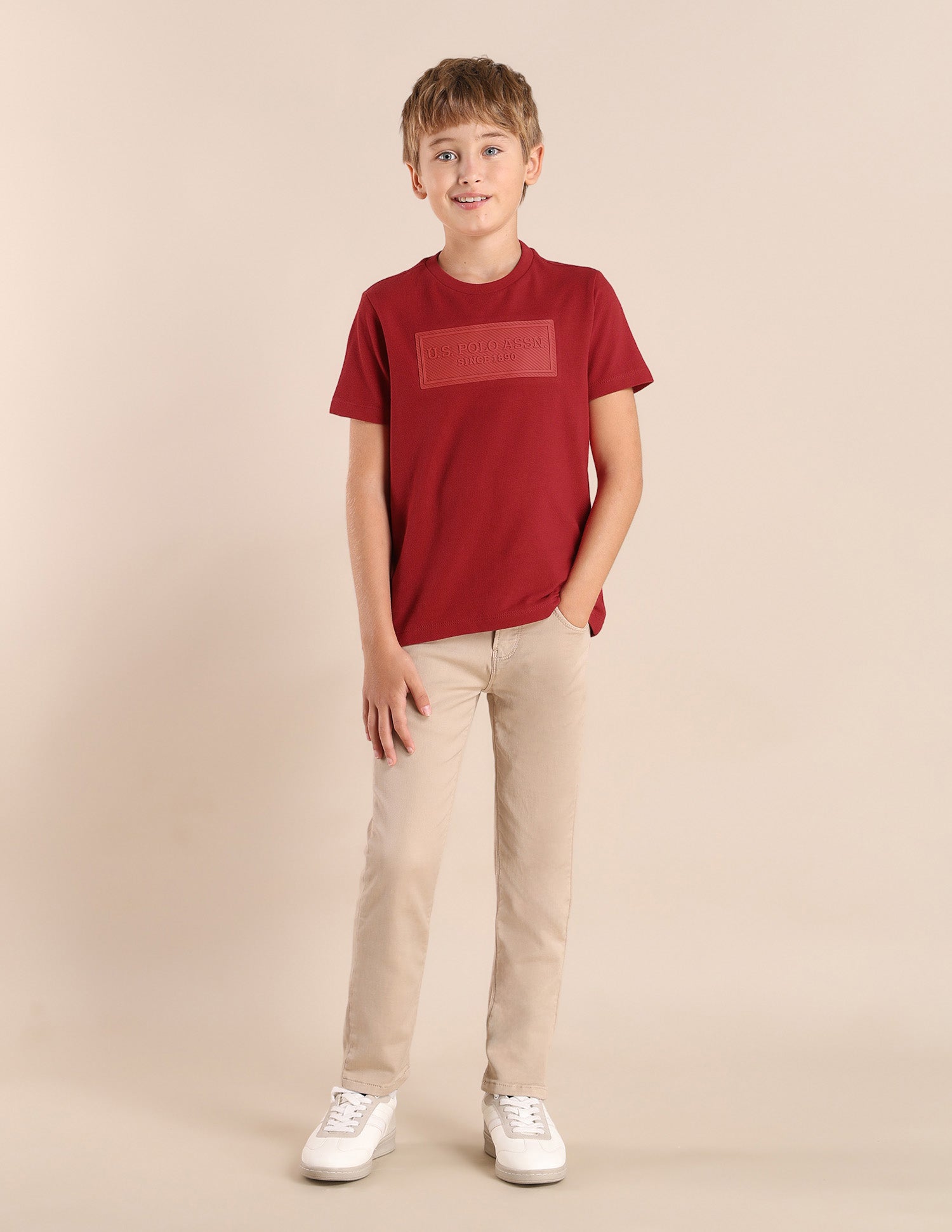 Boys Brand Printed Regular Fit T-Shirt Medium Red - U.S. POLO ASSN. | Large