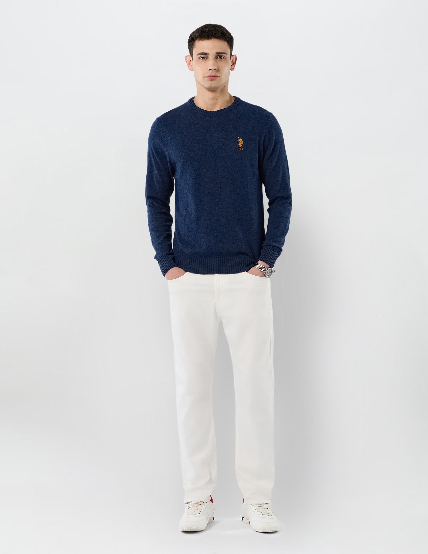 Heathered Regular Fit Sweater Light Blue - U.S. POLO ASSN. | Large