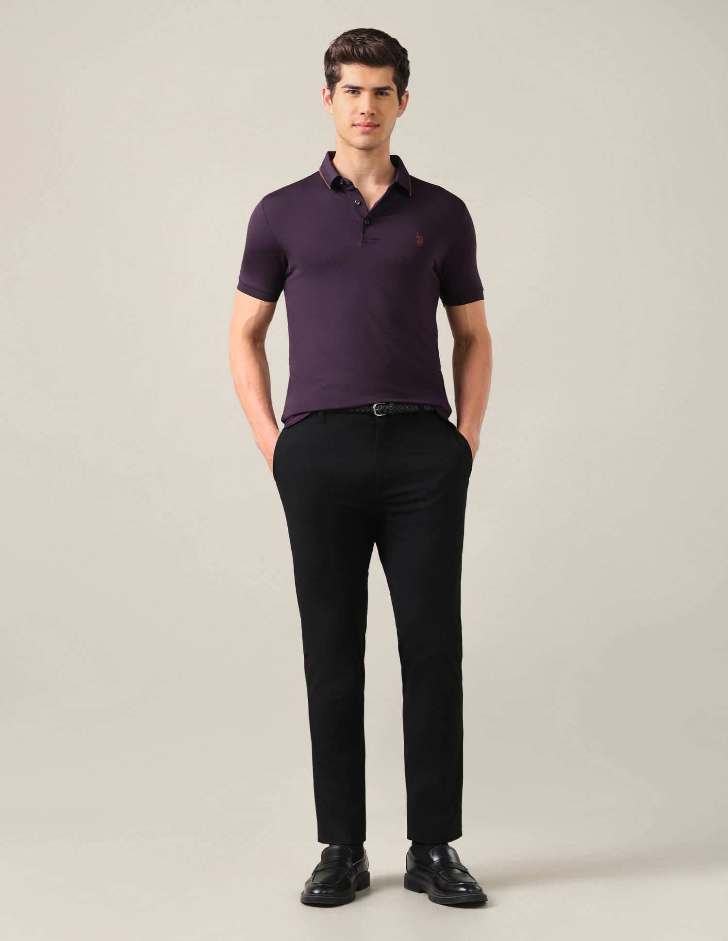 Solid Slim Fit Polo Shirt Purple - U.S. Polo Assn. India | Large
