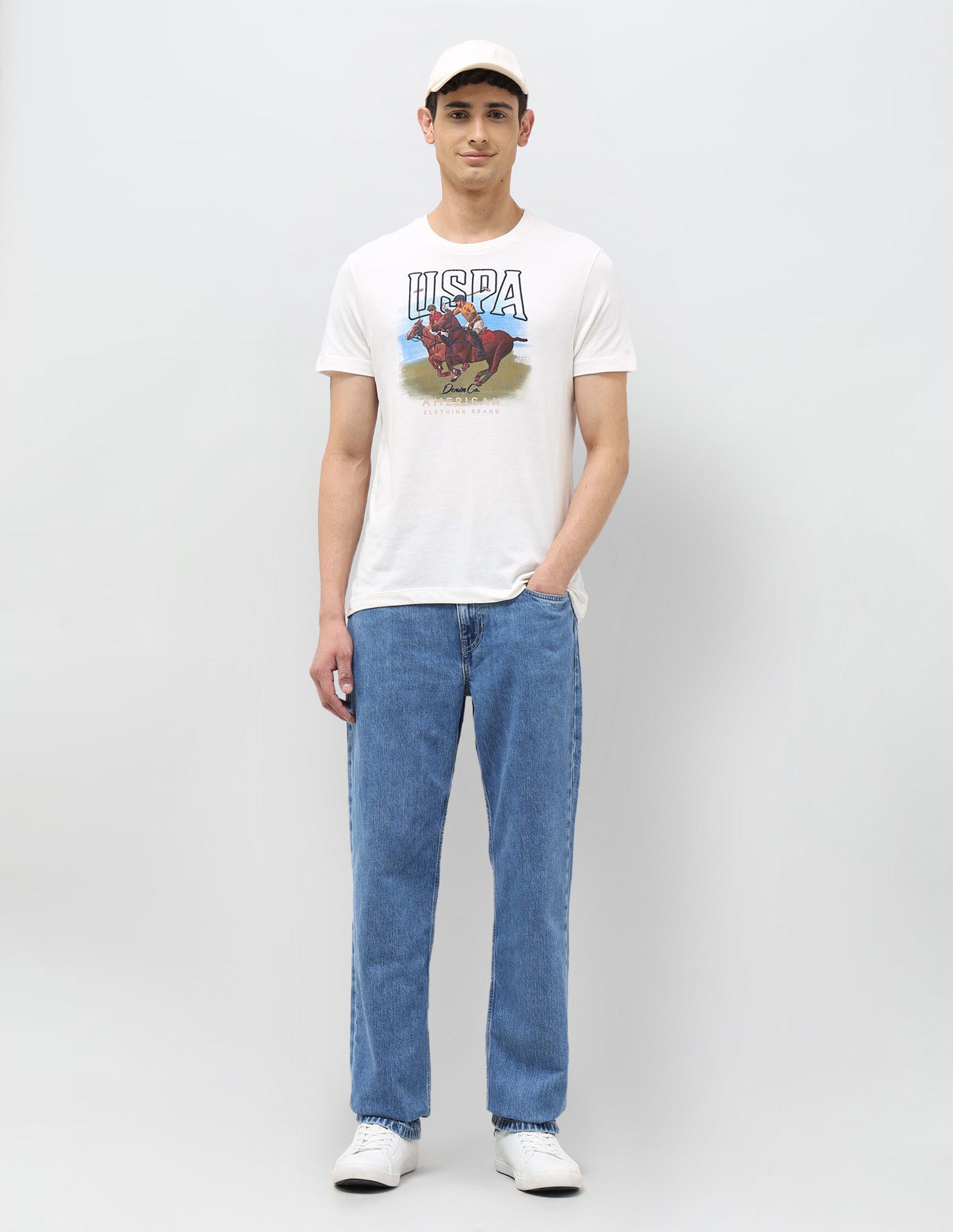 Graphic Printed Regular Fit T-shirt Ivory - U.S. POLO ASSN. | Large