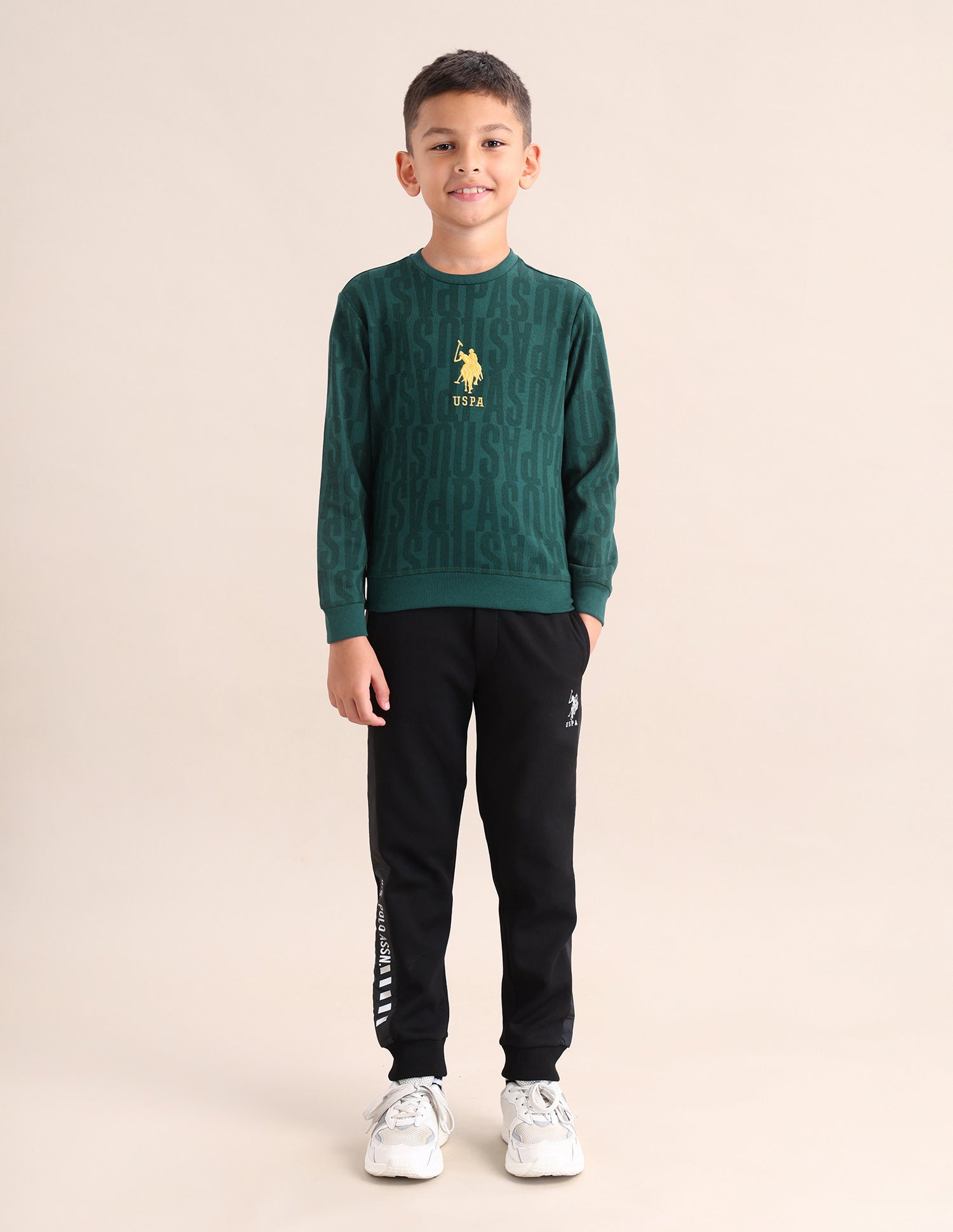 Boys Brand Printed Regular Fit Sweatshirt Green - U.S. POLO ASSN. | Large