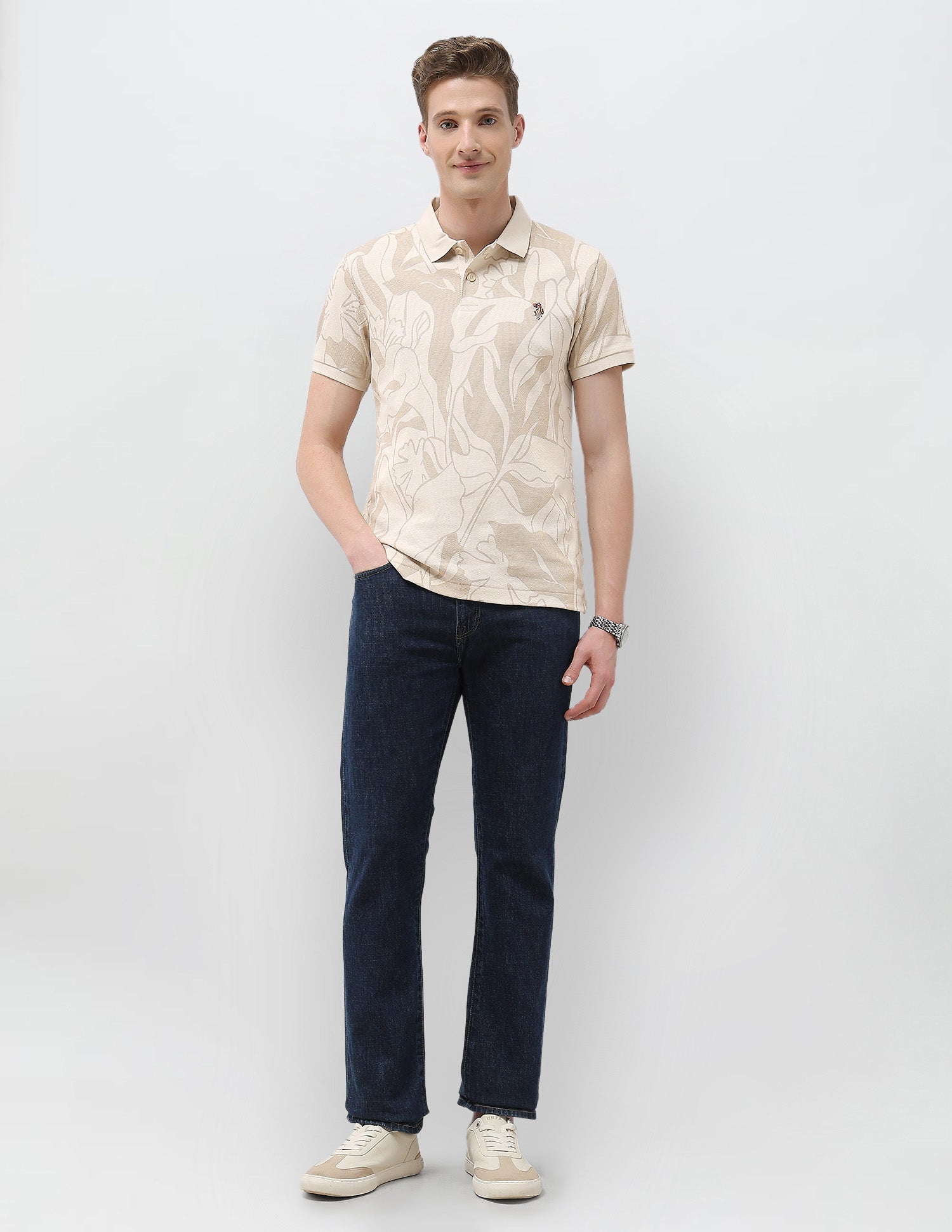 Motel On The Coast Slim Fit Polo Shirt Beige - U.S. Polo Assn. India | Large