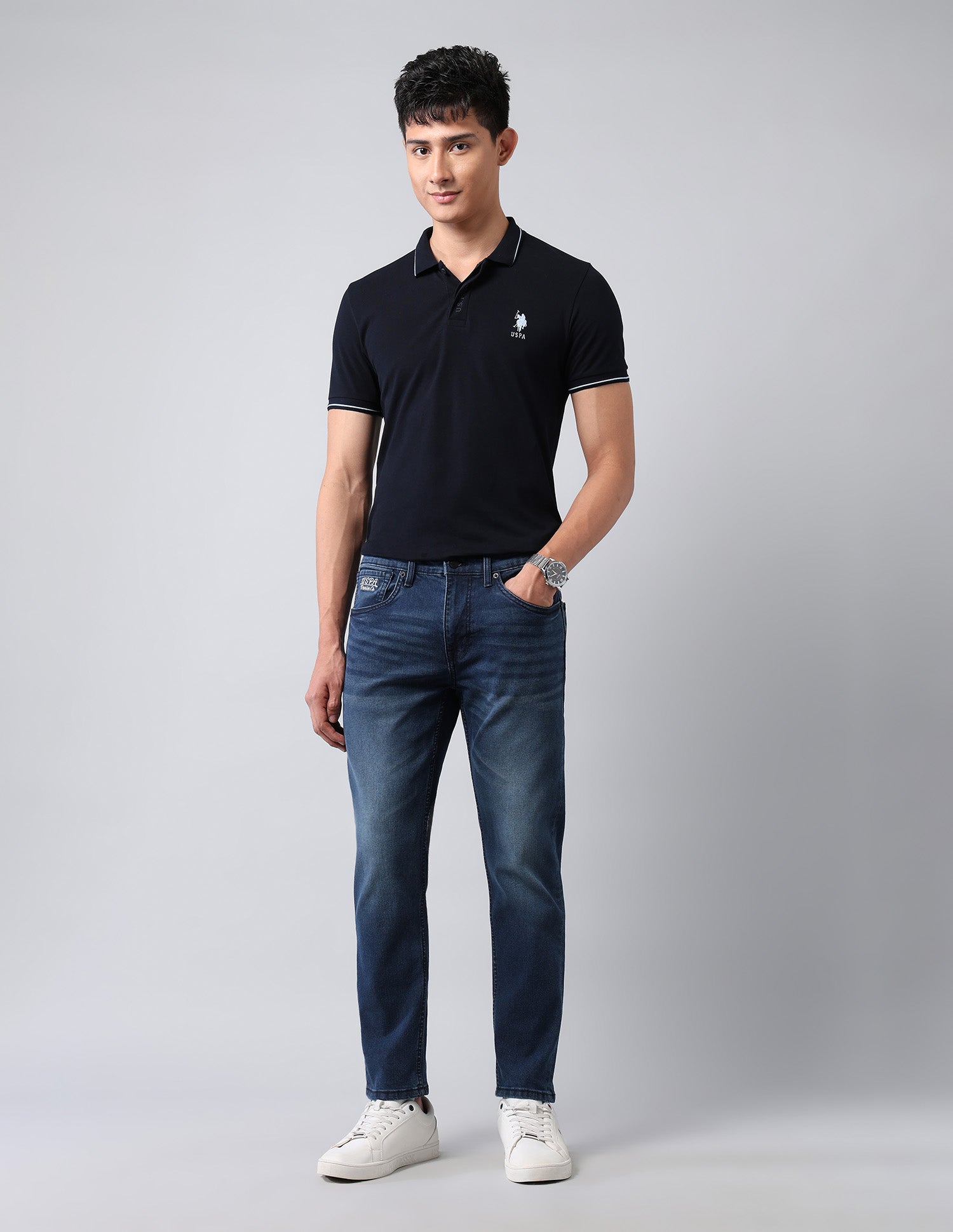 Cole Comfort Cropped Fit Blue Jeans Blue - U.S. POLO ASSN. | Large