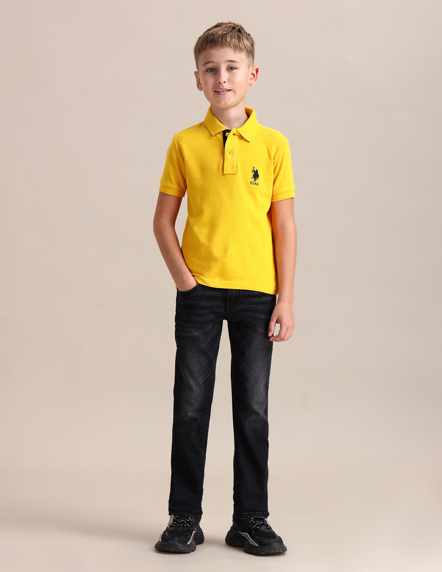 Boys Pure Cotton Regular Polo Shirt Mustard - U.S. POLO ASSN. | Large