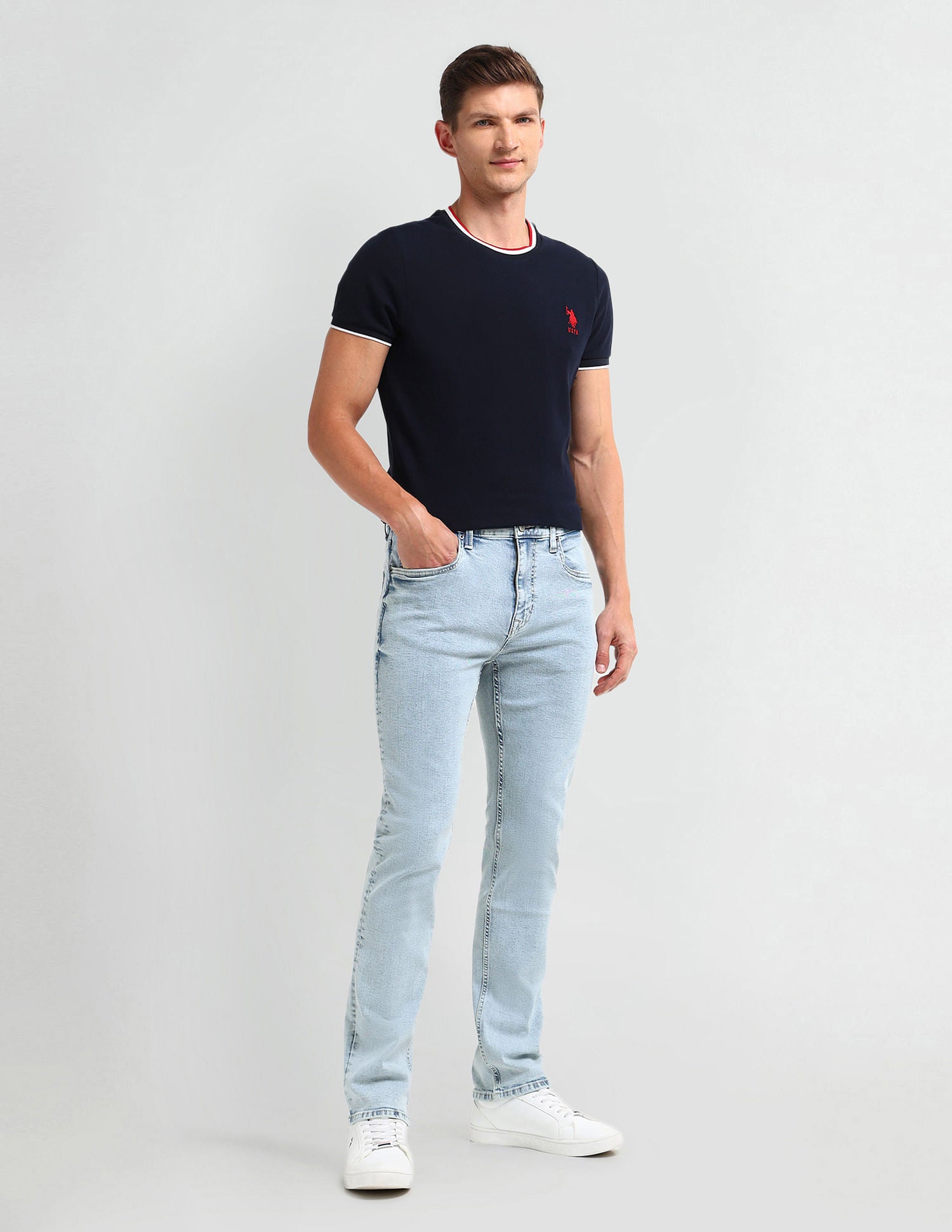 Harold Slim Straight Blue Jeans Blue - U.S. POLO ASSN. | Large
