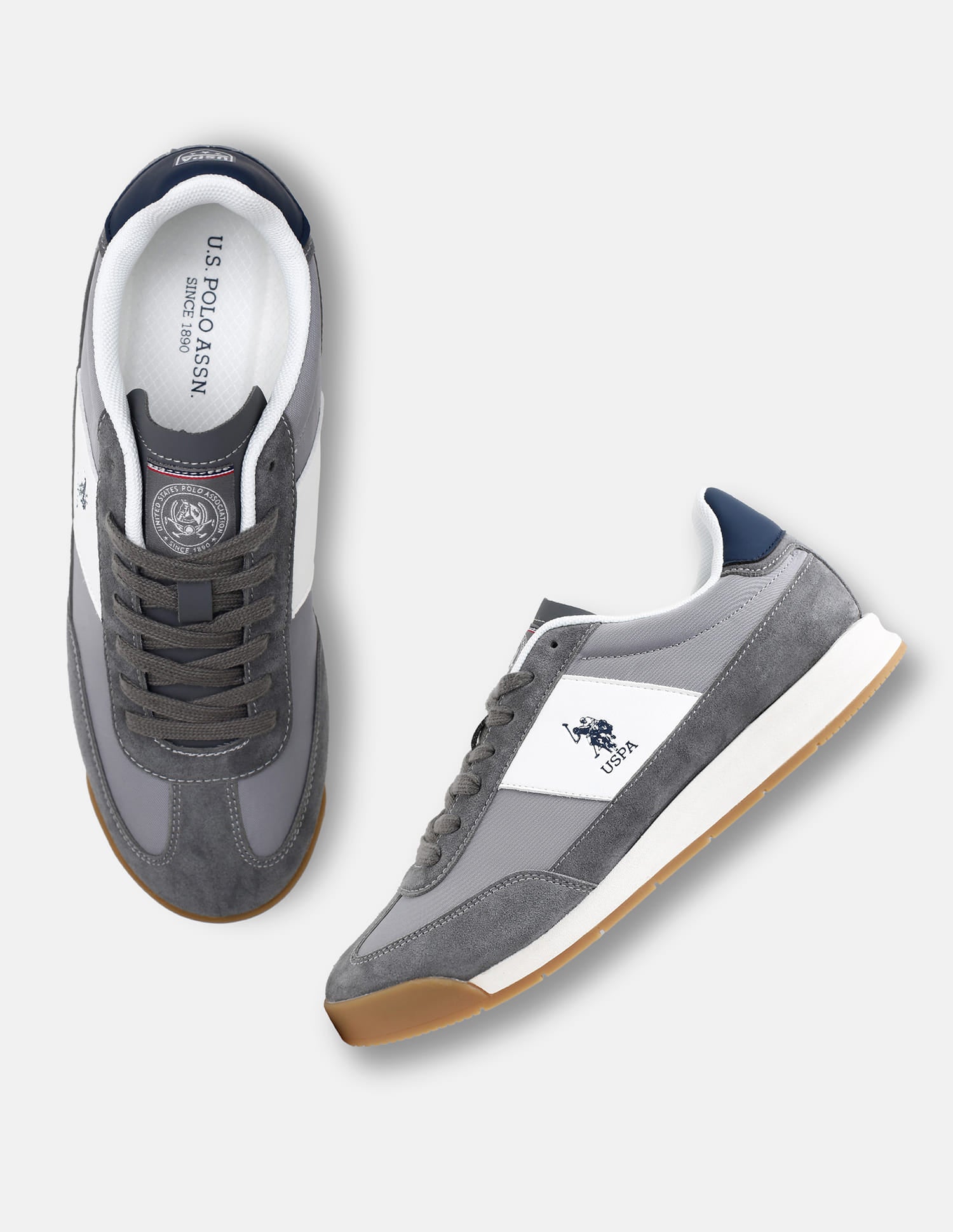 Round Toe Lace Ups Gallop Sneakers Grey - U.S. Polo Assn. India | Large