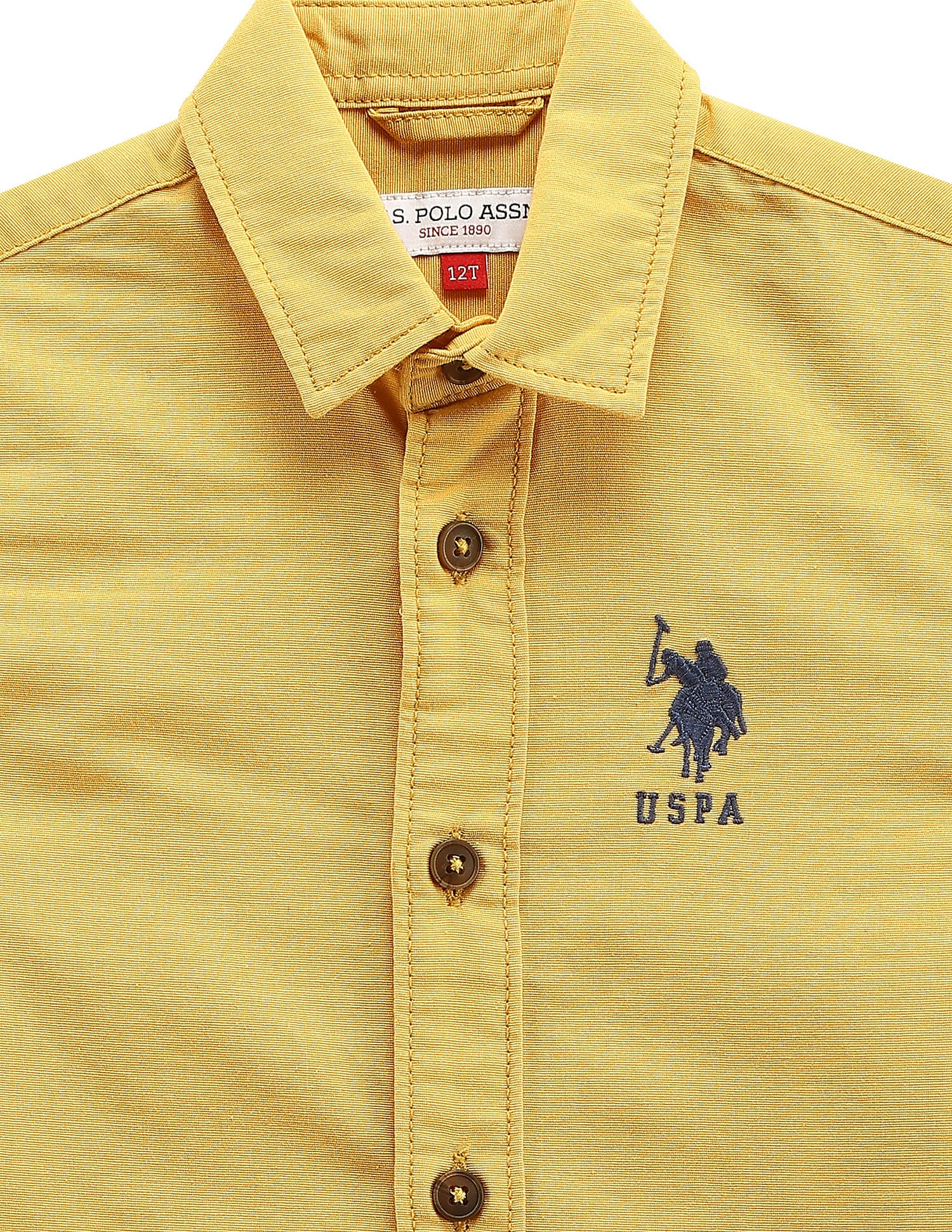 Solid Cotton Shirt Mustard - U.S. POLO ASSN. | Large
