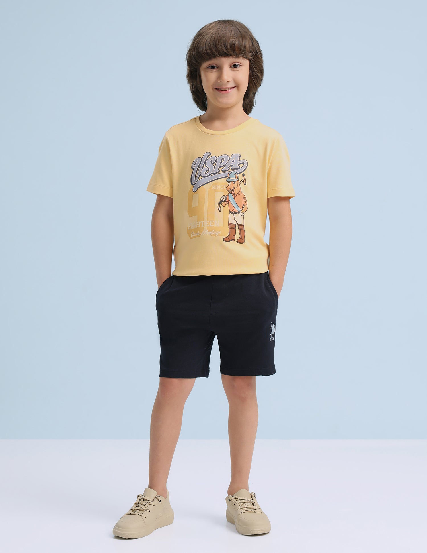 Graphic Brand Printed Regular Fit T-Shirt Yellow - U.S. Polo Assn. India | Large