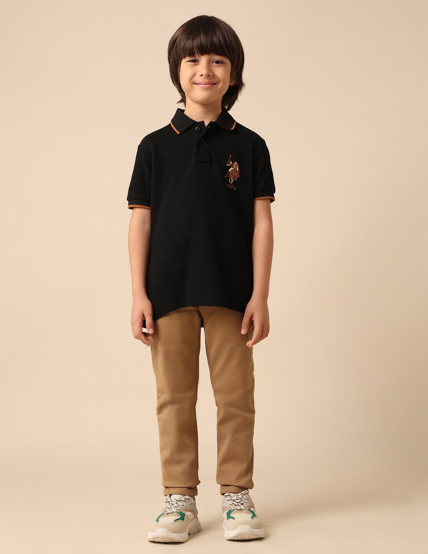 Boys Graphic Brand Printed Polo Shirt Black - U.S. POLO ASSN. | Large