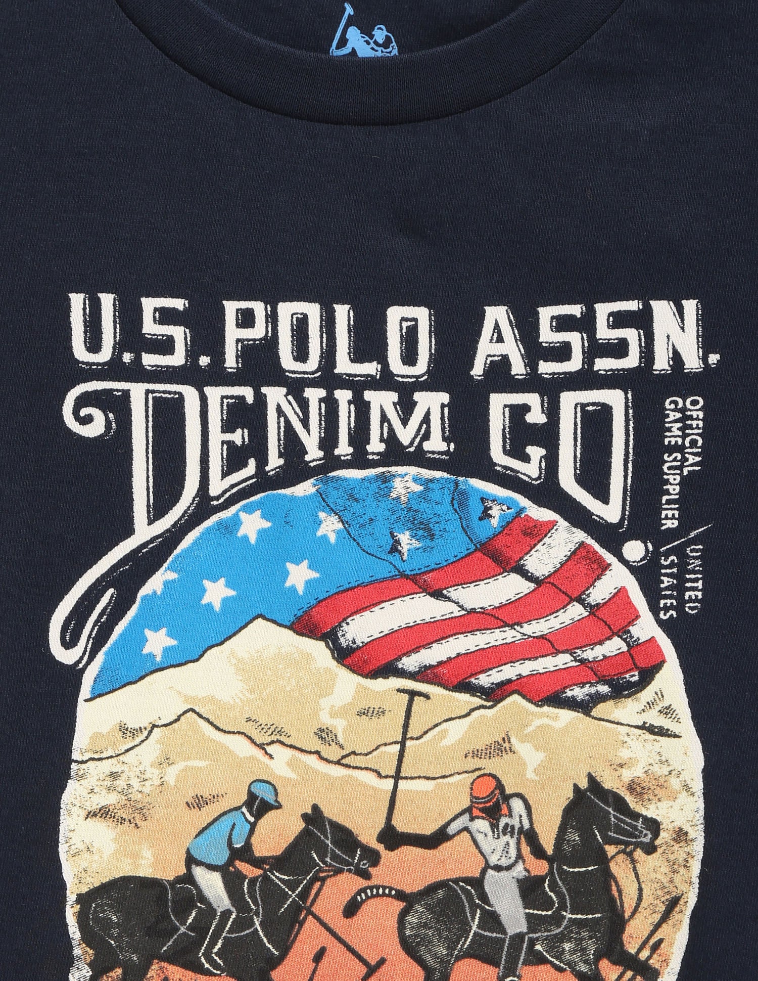 Boys Crew Neck Brand Print T-Shirt Navy - U.S. POLO ASSN. | Large