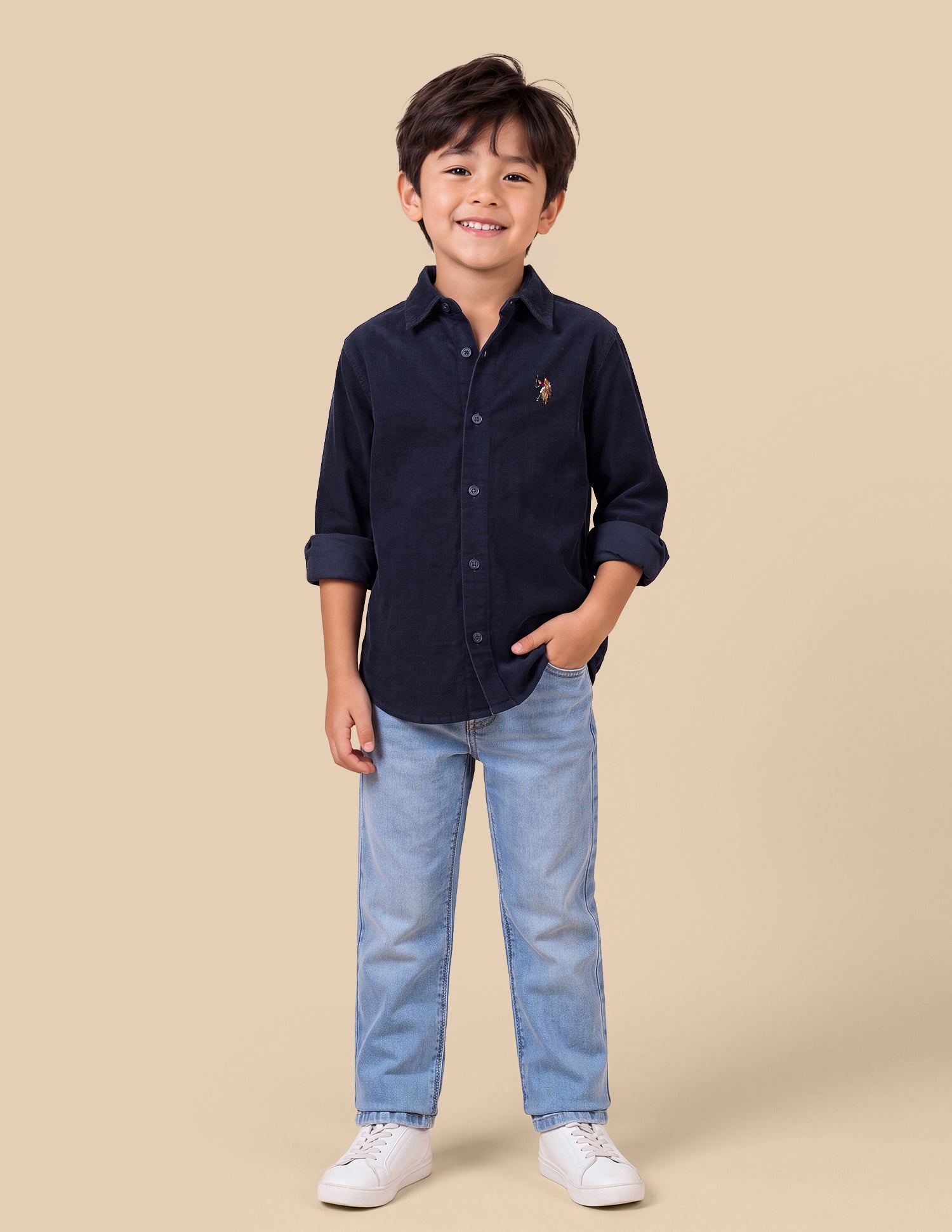 Corduroy Regular Fit Shirt Navy - U.S. Polo Assn. India | Large