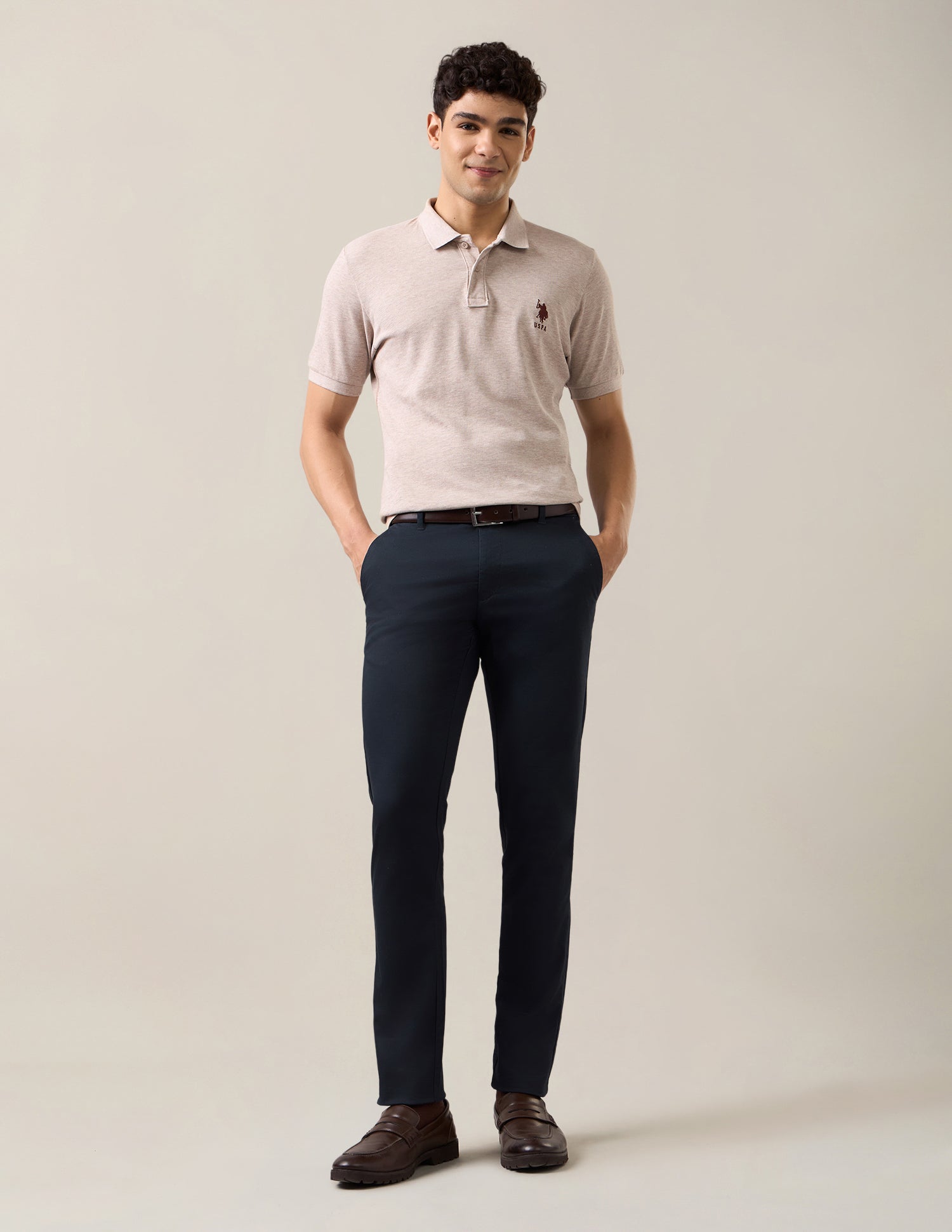 Austin Slim Fit Satin Trousers Dark Navy - U.S. Polo Assn. India | Large