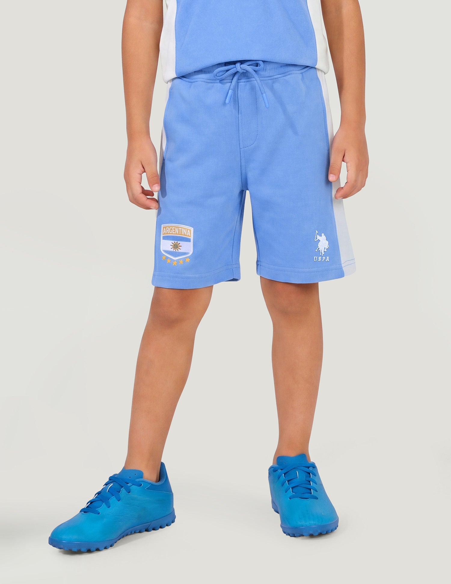 Mid Rise Solid Shorts Blue - U.S. Polo Assn. India | Large