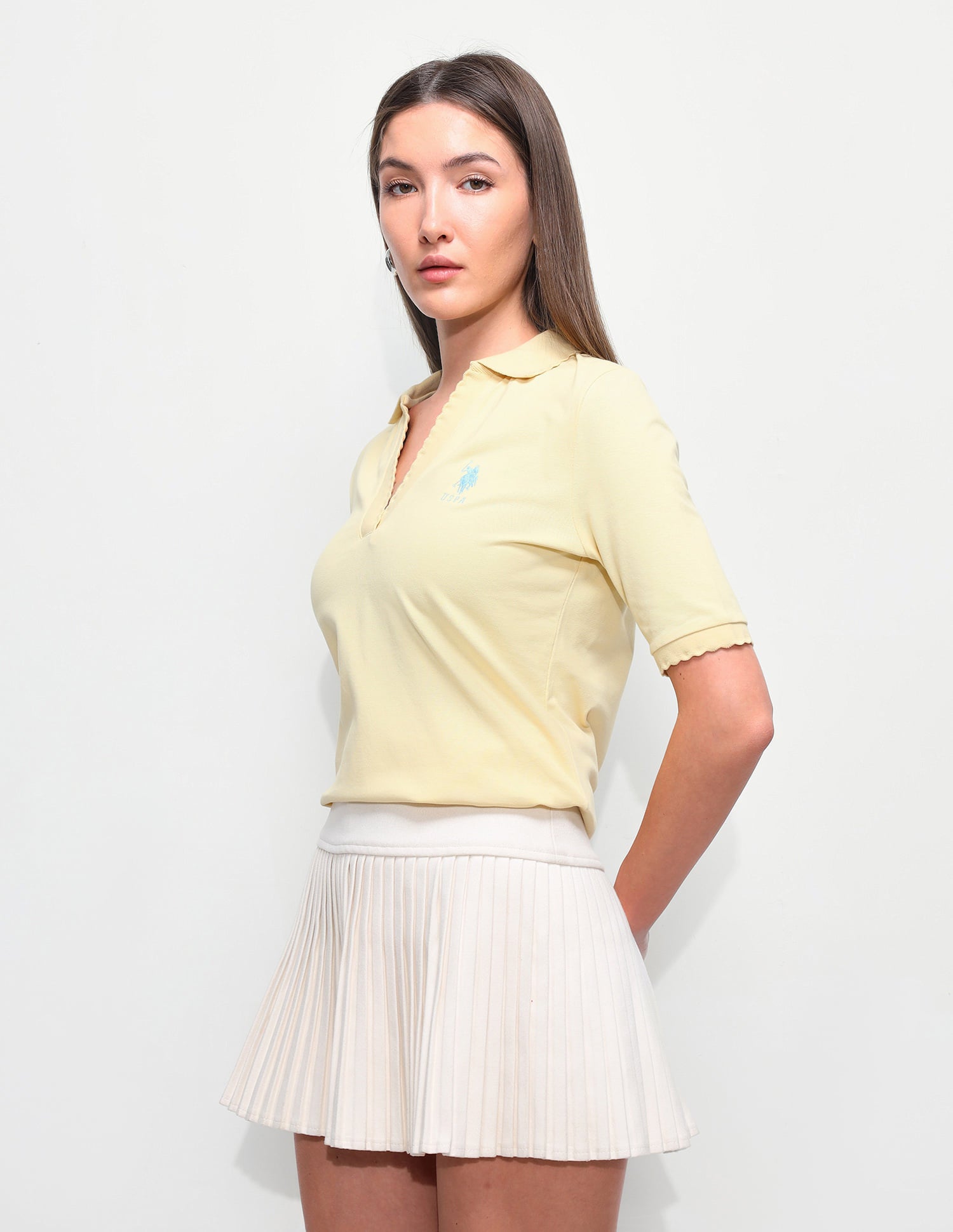 Solid Regular Fit Polo Shirt Light Yellow - U.S. Polo Assn. India | Large