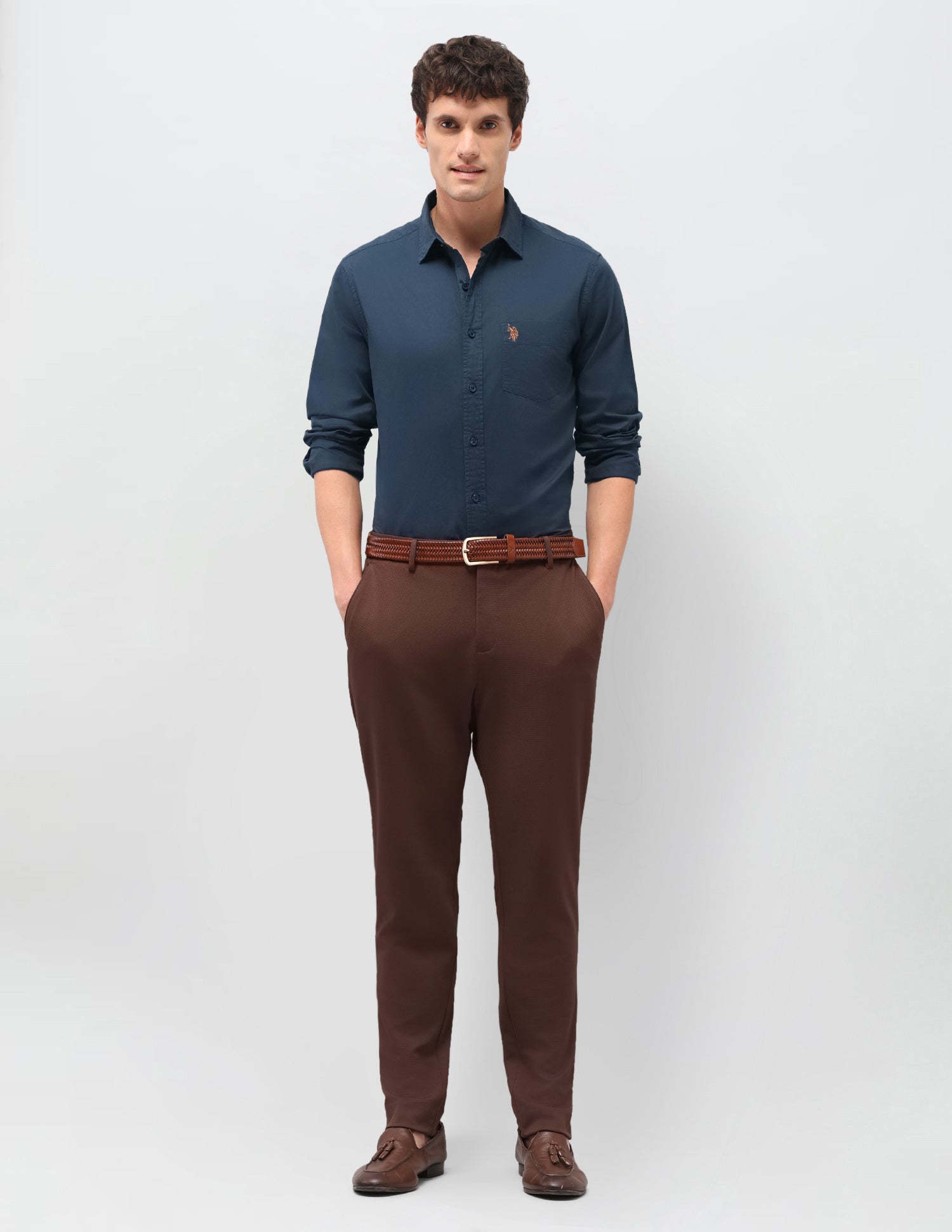 Twill Solid Shirt Navy - U.S. Polo Assn. India | Large