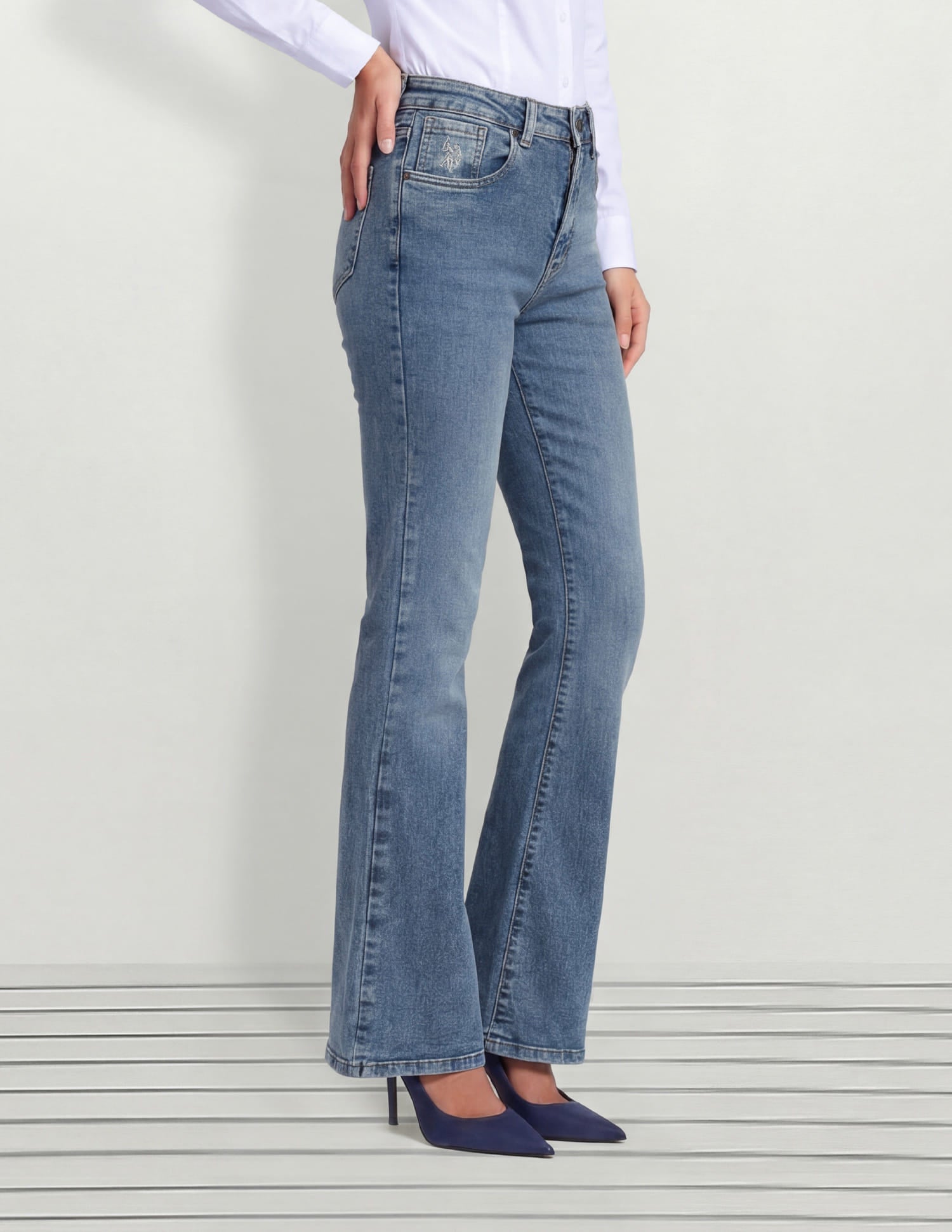 High Rise Flared Fit Jeans Blue - U.S. Polo Assn. India | Large