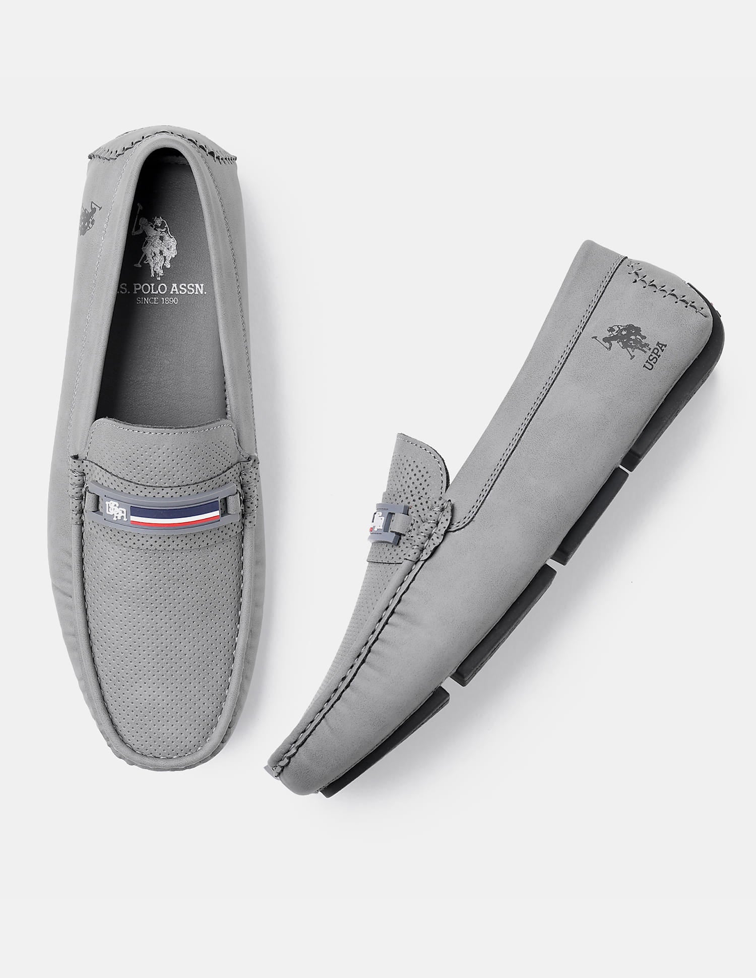 Men Barnes 5.0 Textured Loafers Grey - U.S. Polo Assn. India | Large