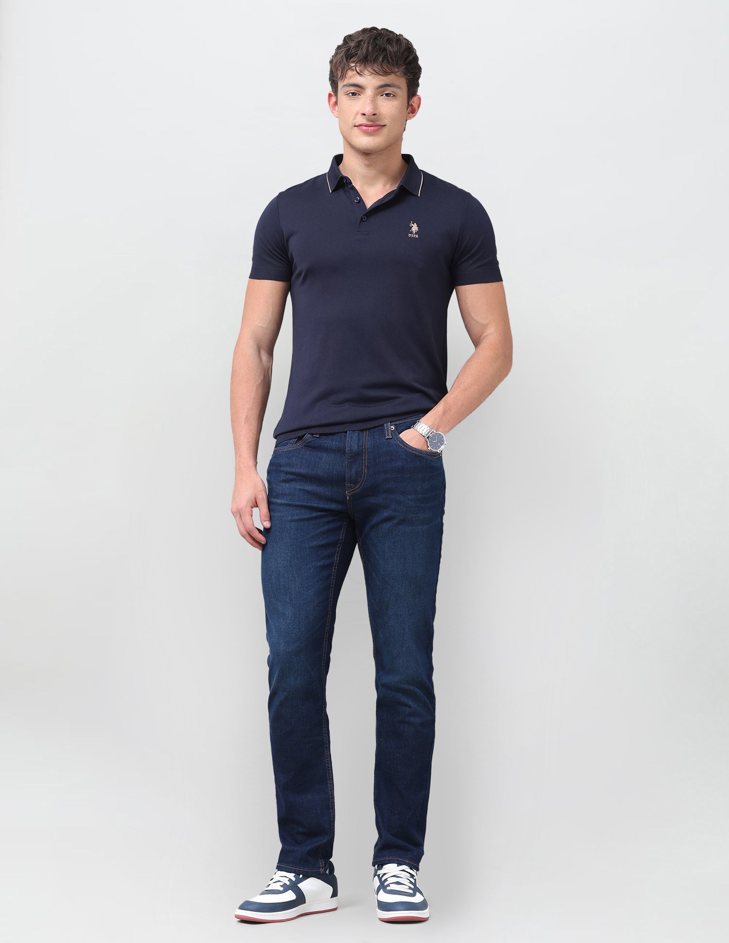 Brandon Slim-Tapered Fit Blue Jeans Dark Indigo - U.S. Polo Assn. India | Large