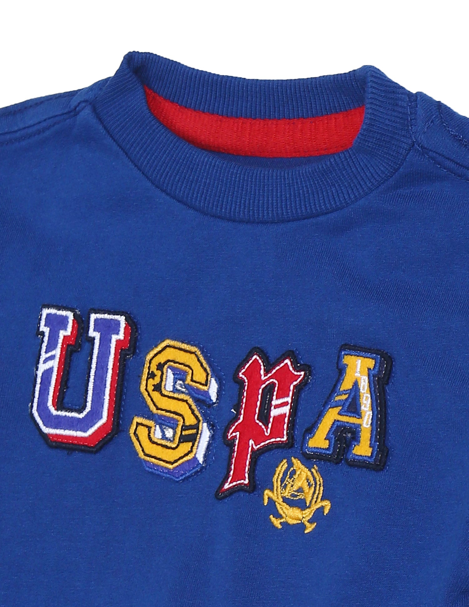 Crew Neck Appliqued Logo Sweatshirt Blue - U.S. POLO ASSN. | Large