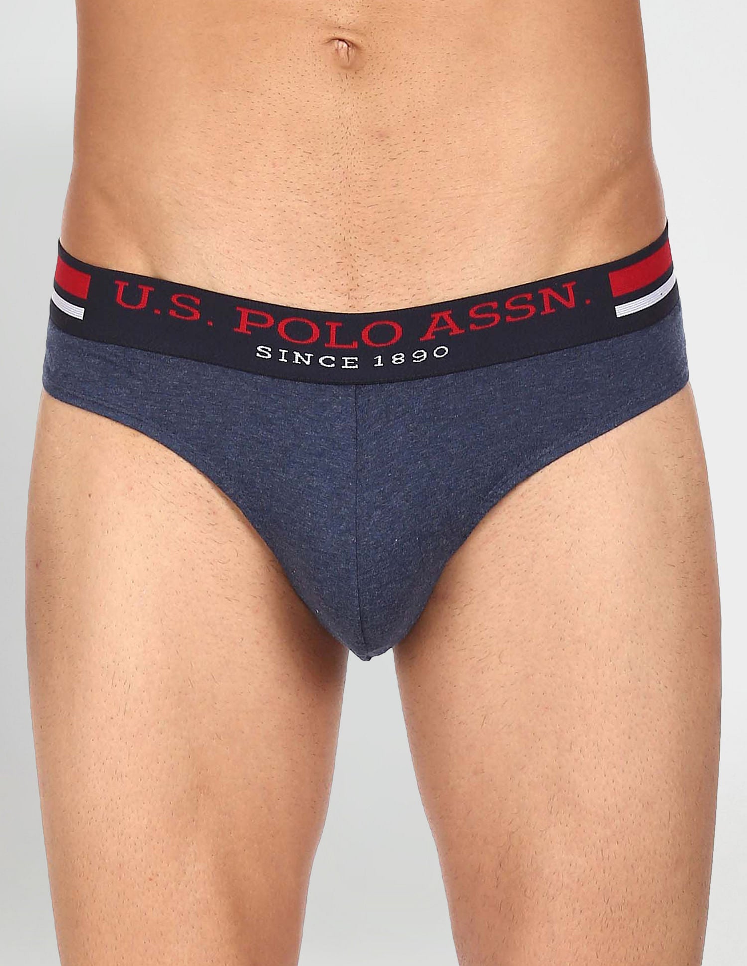 Elasticized Waist Pure Cotton I006 Briefs - Pack Of 3 Black, Grey and Navy - U.S. POLO ASSN. | Large