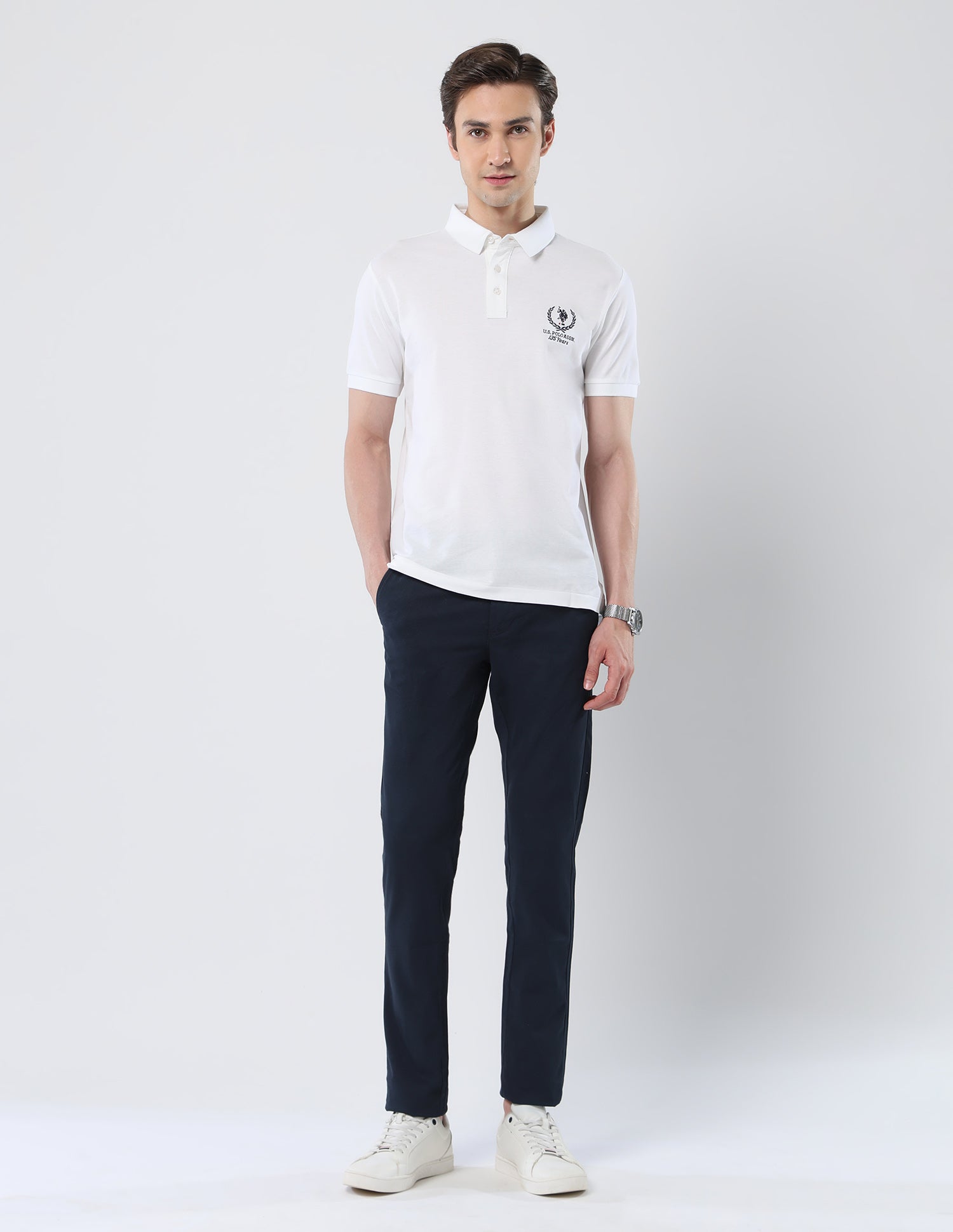 Brand Embroidered 135 Anniversary Polo Shirt White - U.S. Polo Assn. India | Large