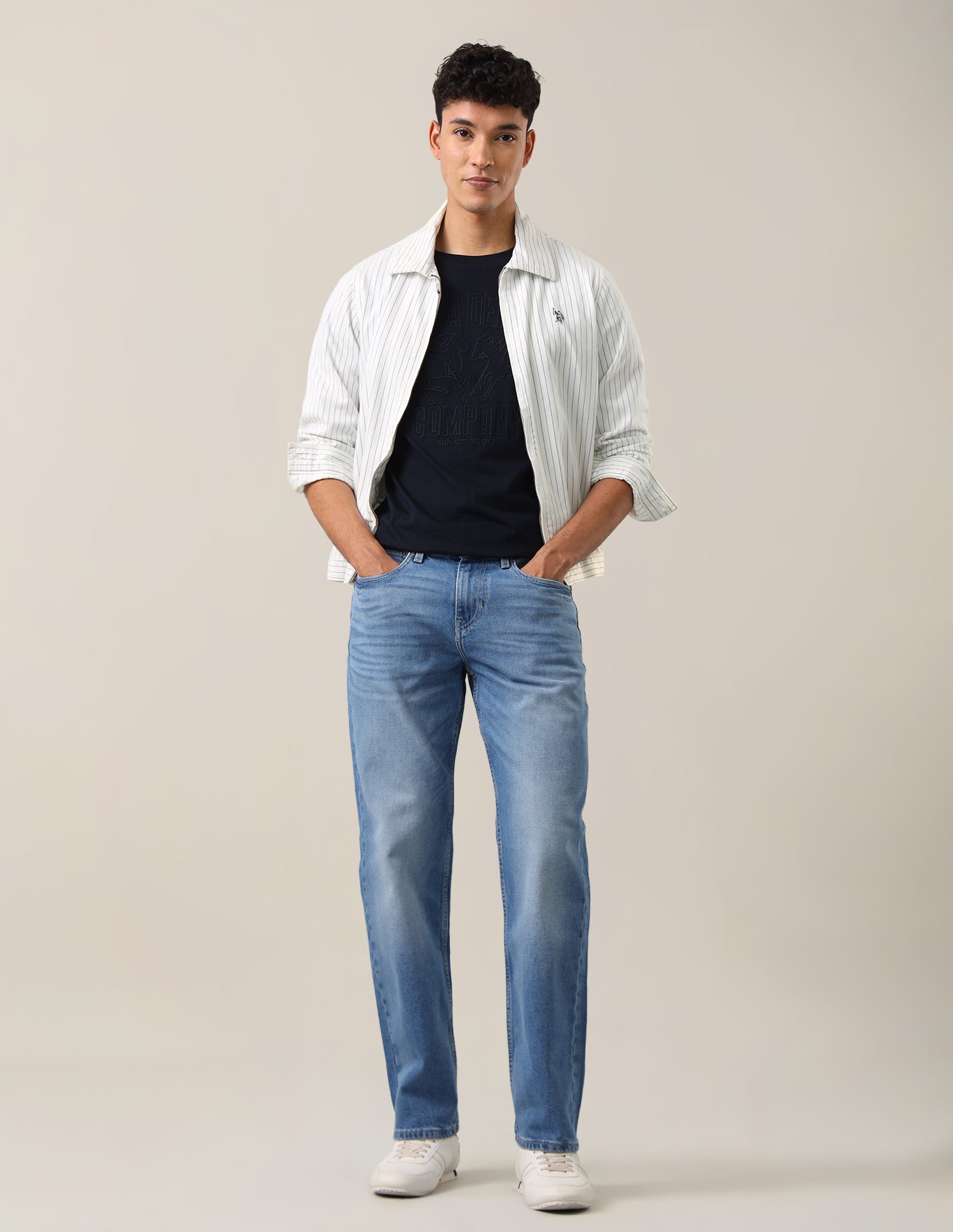 Shawn Relaxed Fit Blue Jeans Mid Blue - U.S. Polo Assn. India | Large